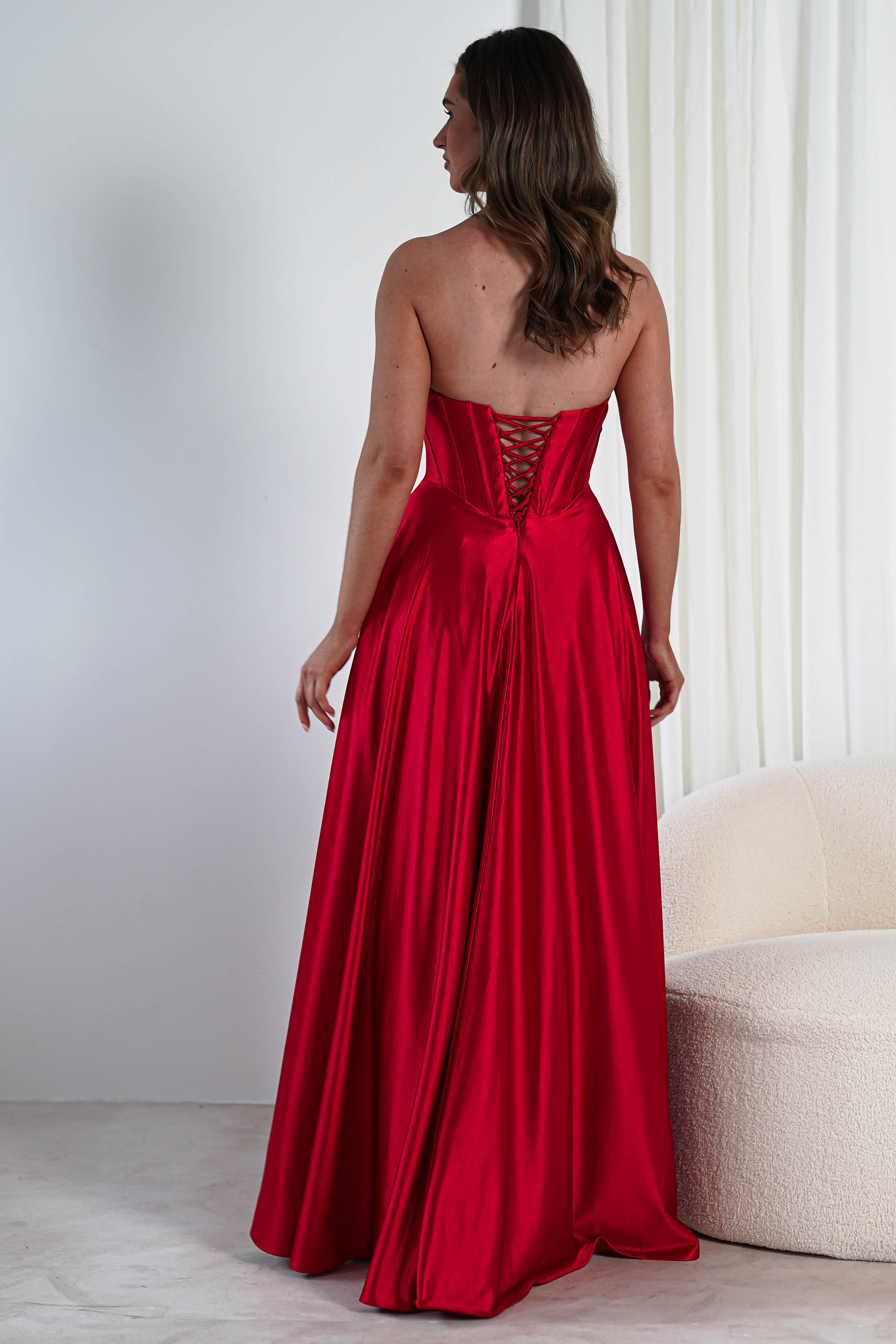 Kristi Strapless A Line Gown | Red | Oh Hello Clothing | XS (6)