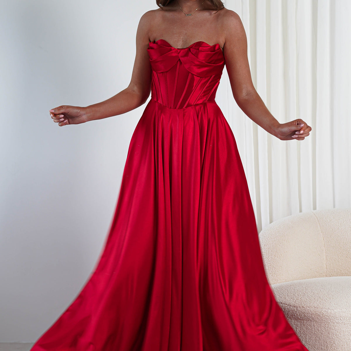 Kristi Strapless A Line Gown | Red | Debs & Prom | Formal Gown  Oh Hello  Clothing