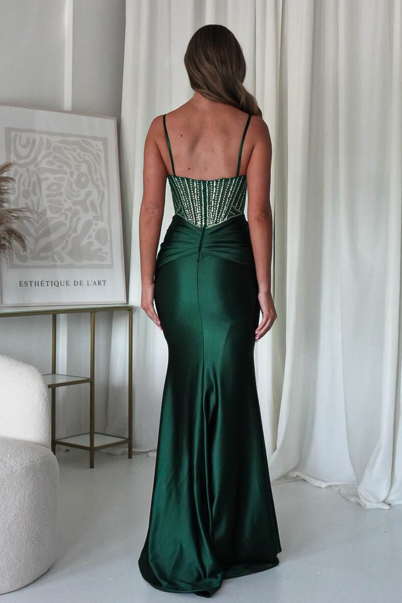Vera Embellished Bodycon Gown | Emerald Green | Oh Hello Clothing | XS (6)