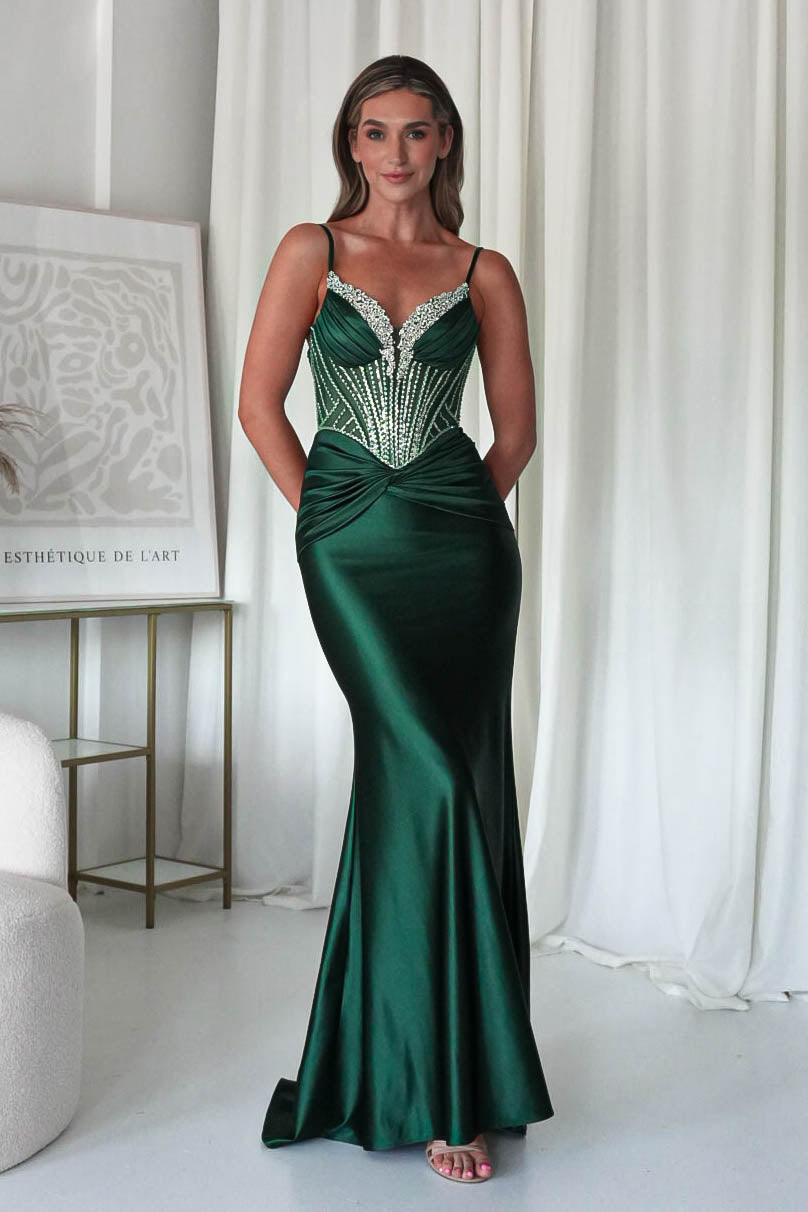 Vera Embellished Bodycon Gown | Dusty Blue