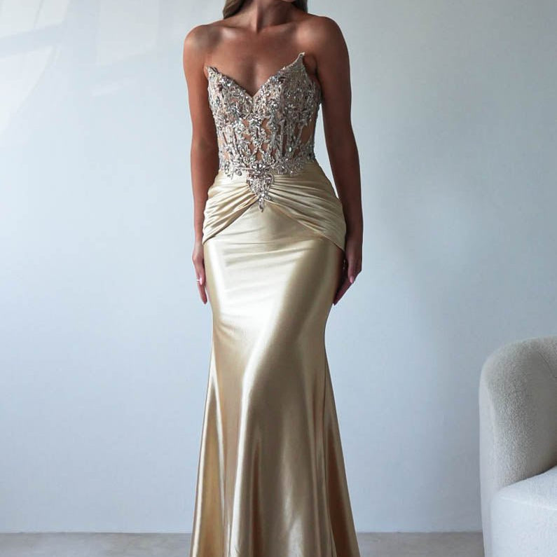 Raquel Bodycon Embellished Gown | Gold | Debs & Prom | Formal Gown | Oh Hello Clothing