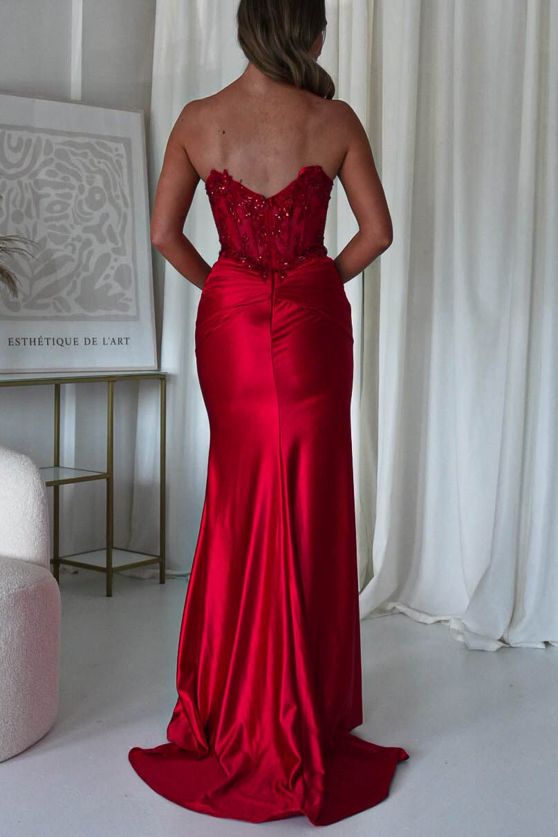 Raquel Bodycon Embellished Gown | Red | Oh Hello Clothing | XS (6)