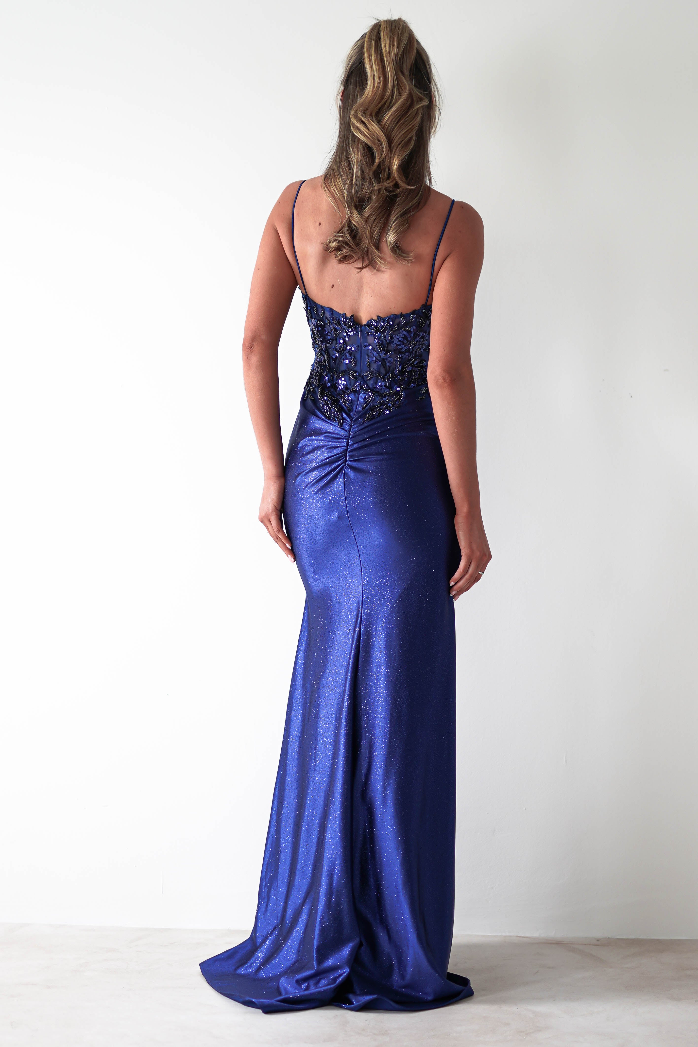 Regina Embellished Bodice Gown | Midnight Blue - Oh Hello Clothing
