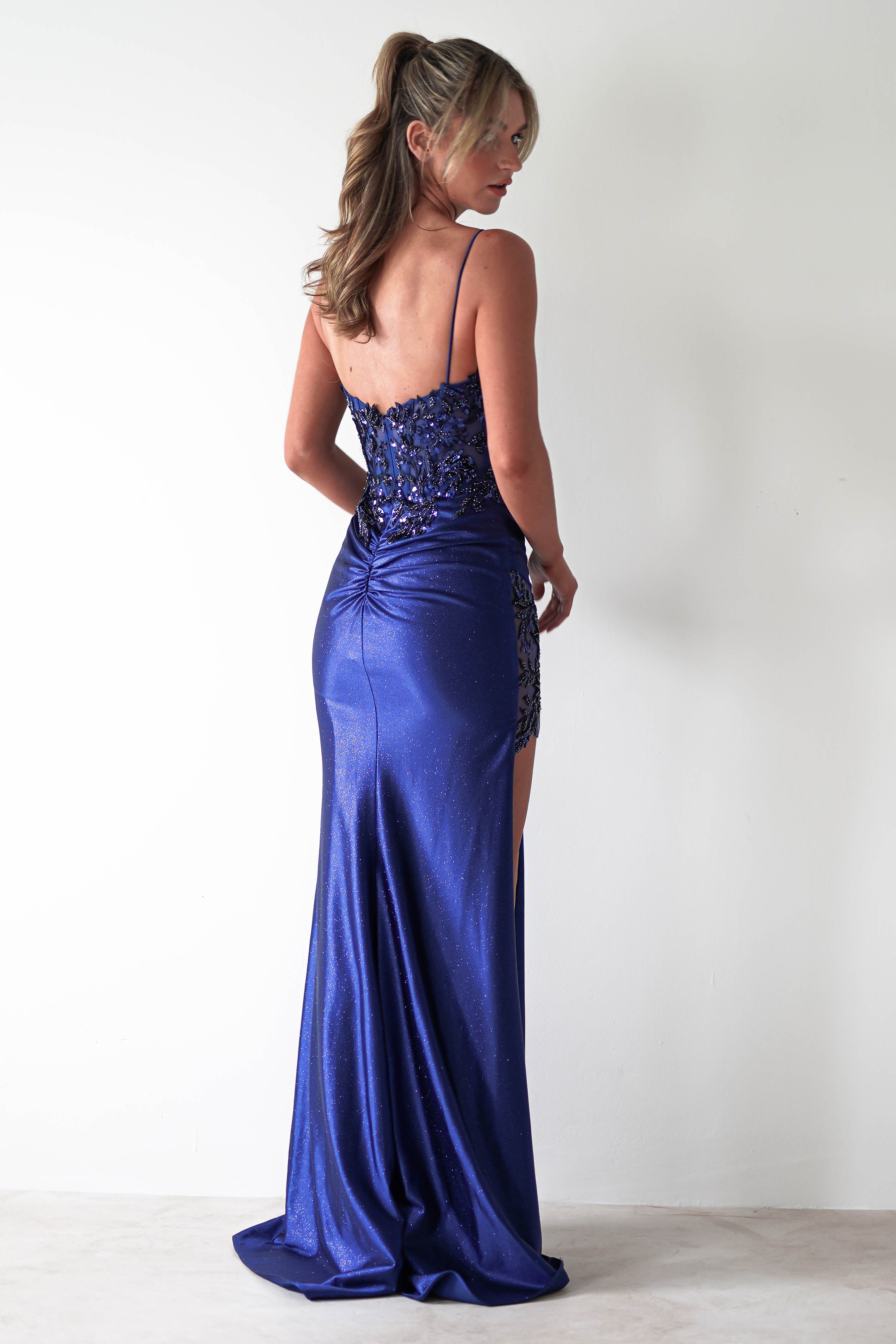 Regina Embellished Bodice Gown | Midnight Blue - Oh Hello Clothing