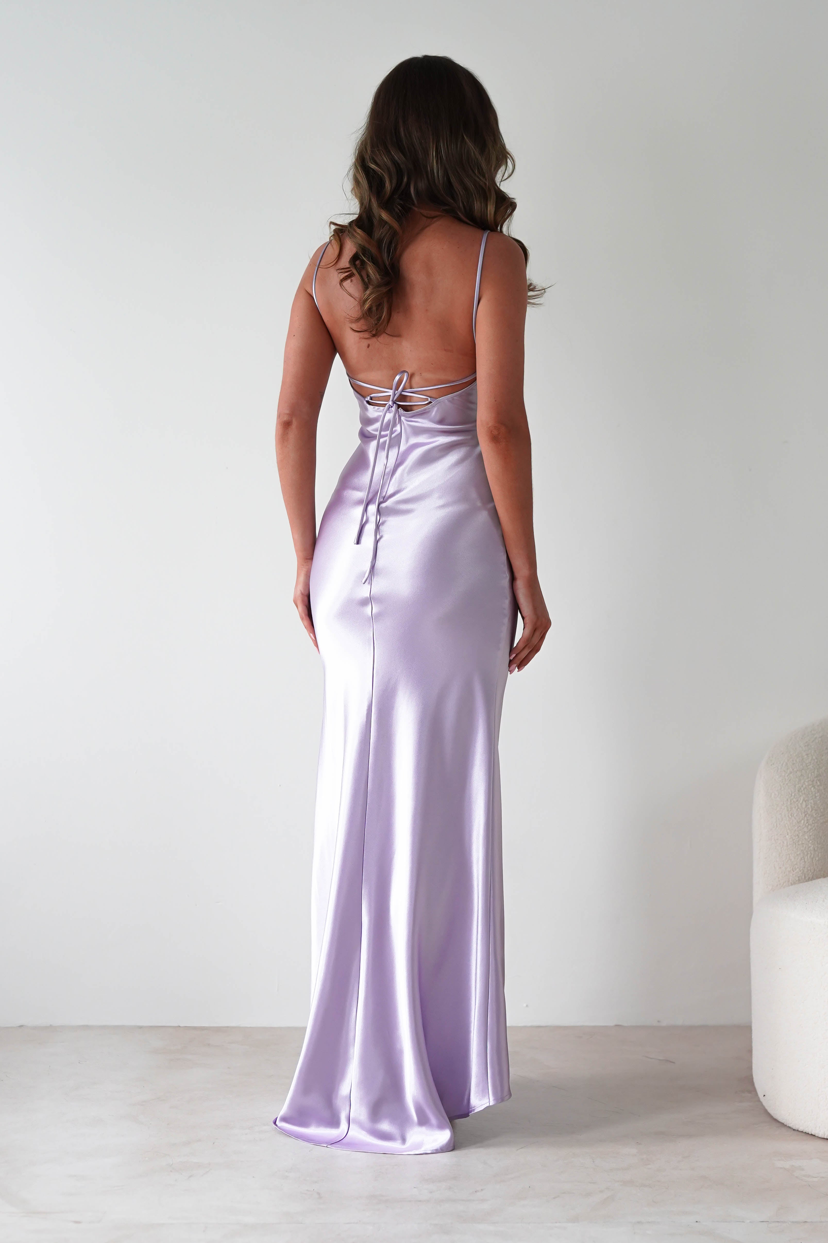 Celinee Satin Maxi Gown | Lilac | Oh Hello Clothing | XS (6)