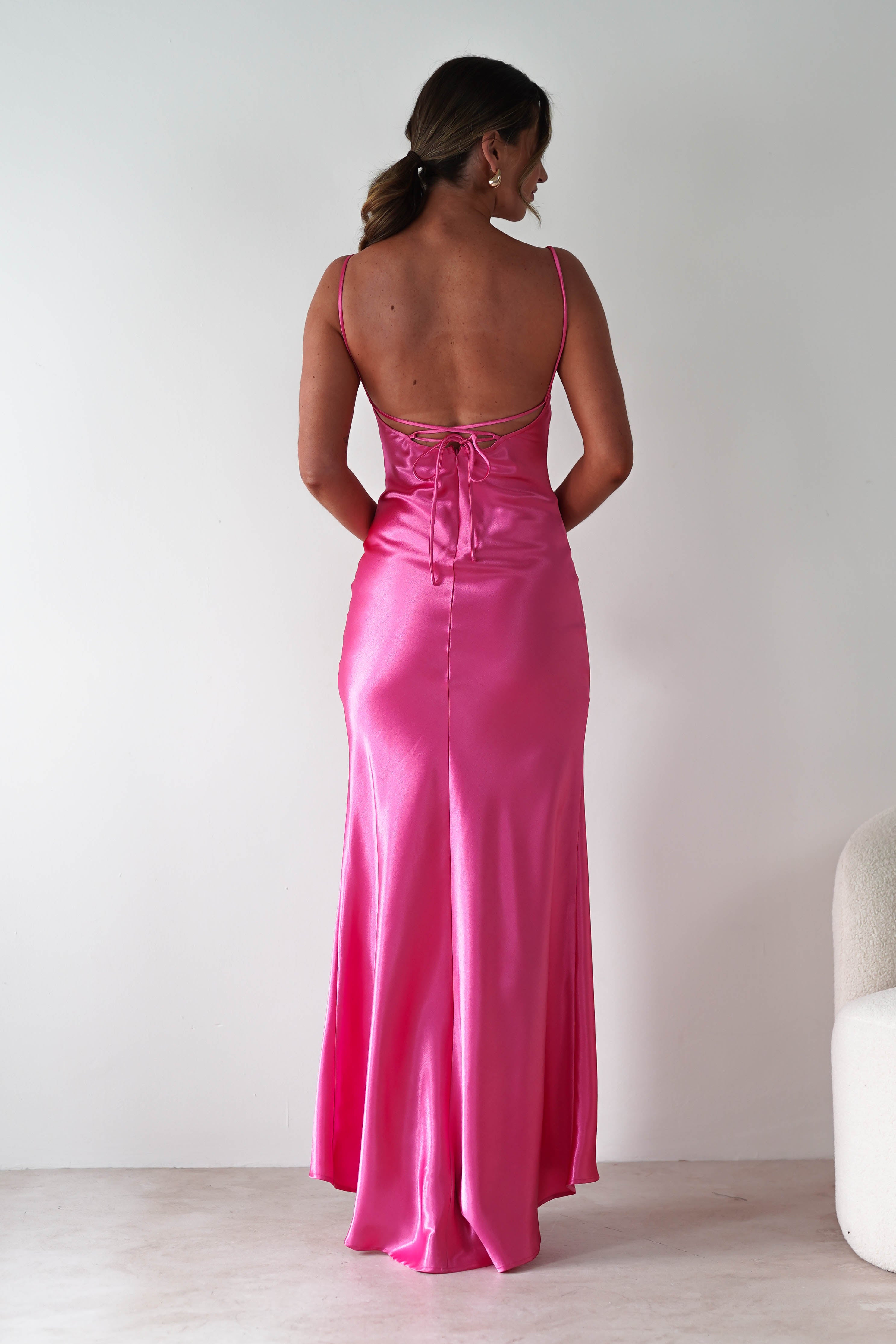 Celinee Satin Maxi Gown | Hot Pink | Oh Hello Clothing | XS (6)