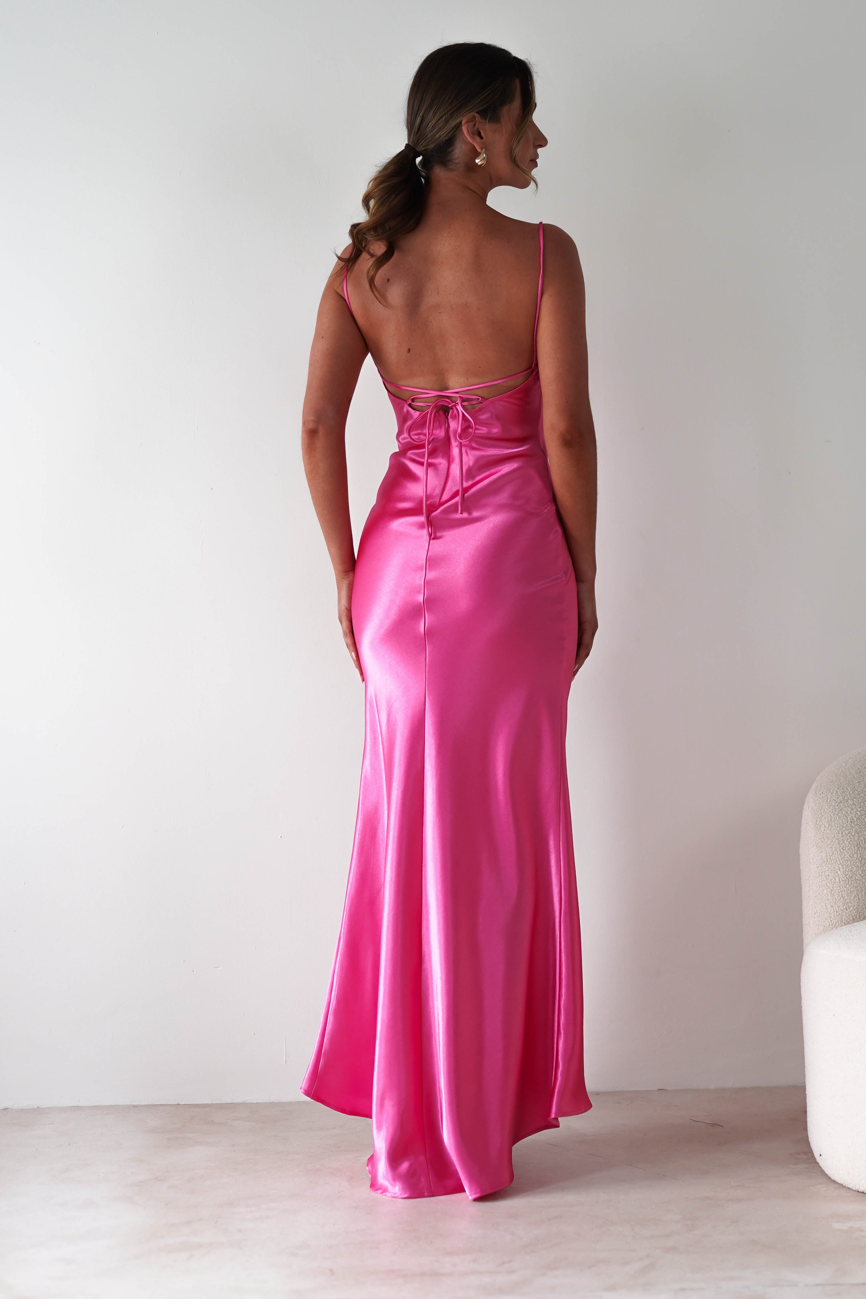 Celinee Satin Maxi Gown | Hot Pink | Oh Hello Clothing | XS (6)