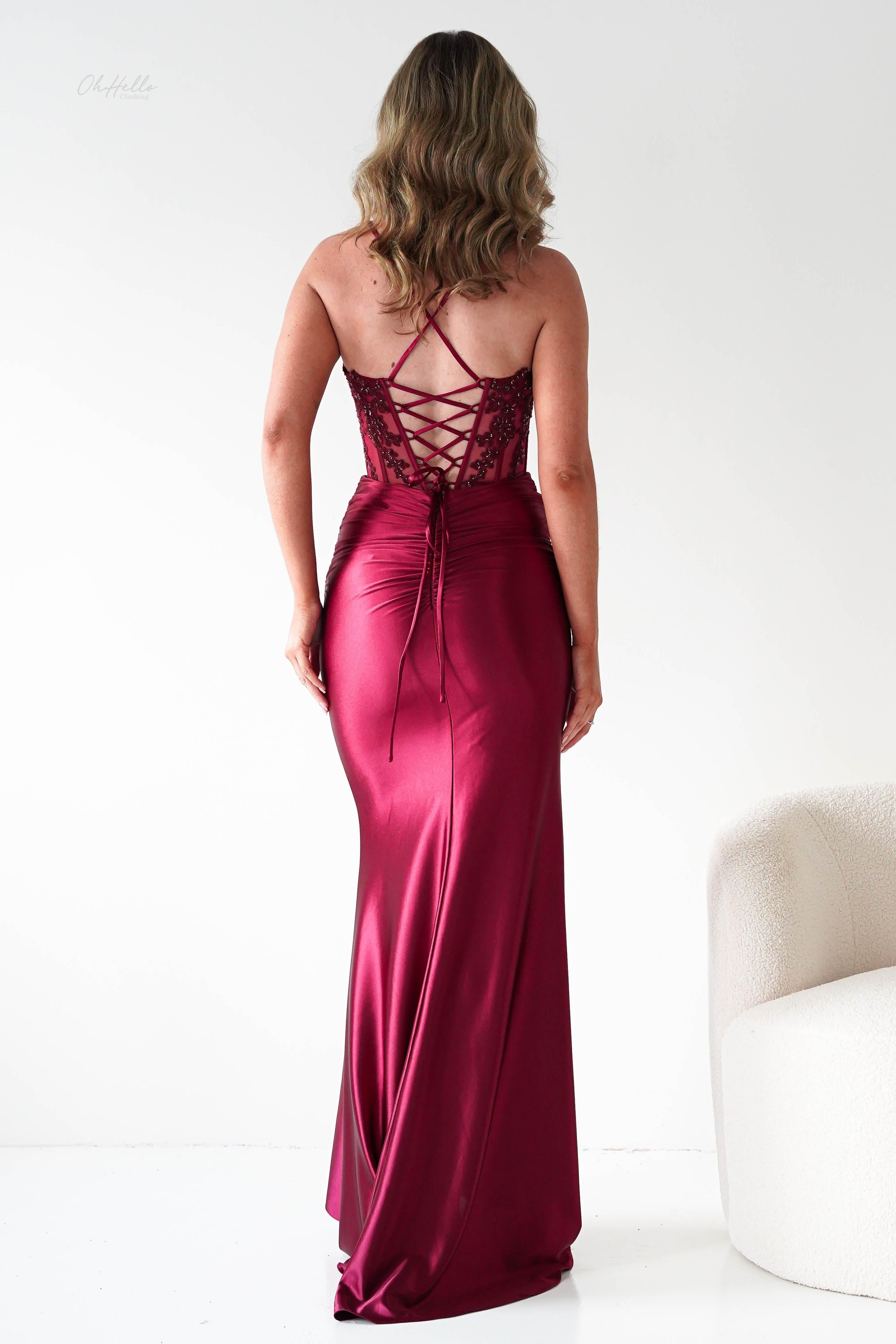 Oh Hello Clothing Dresses 1*DONE - Cinderalla- Embellished Corset Evening Gown x4 colours- Burgundy