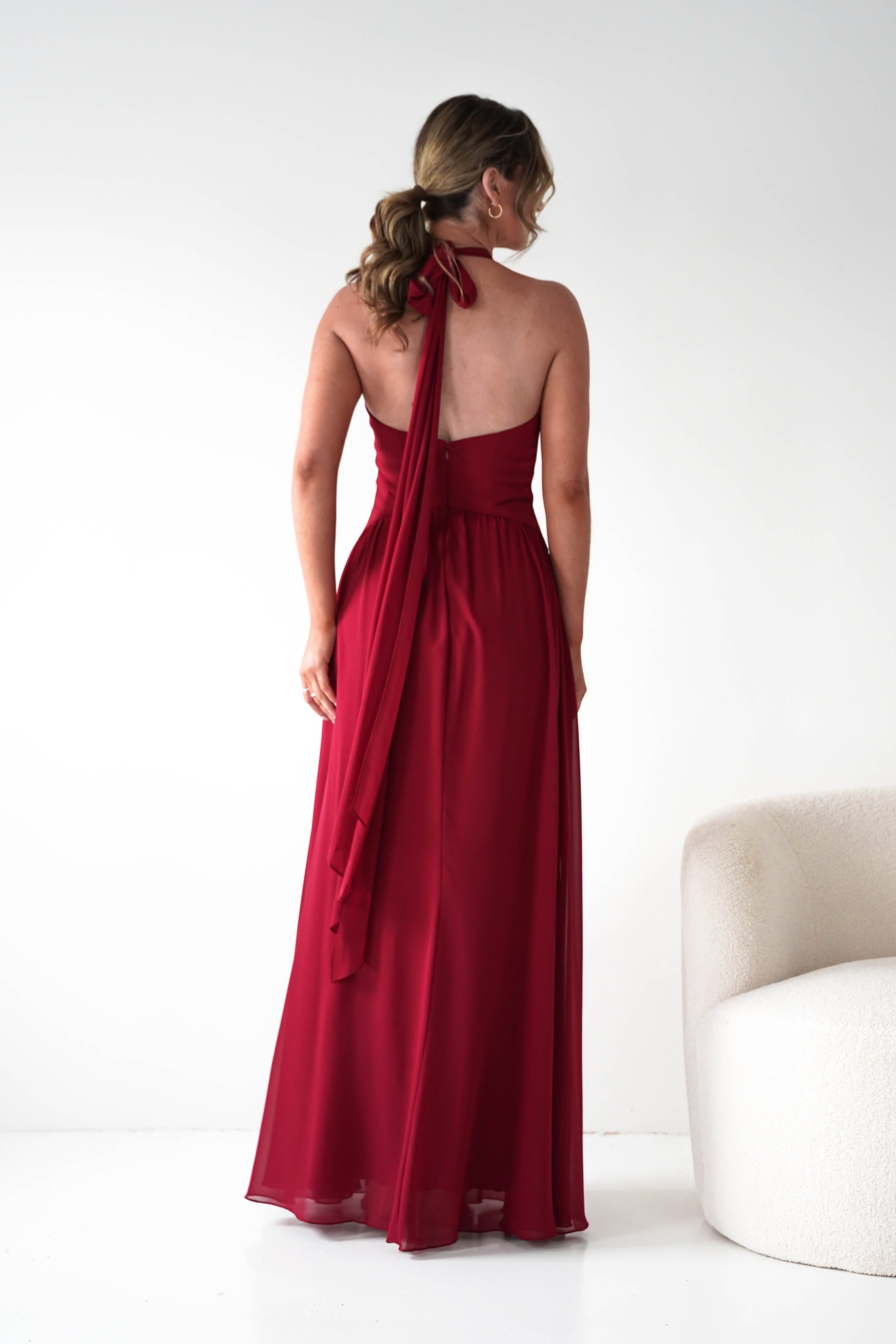 Oh Hello Clothing Dresses 1*DONE -CINDERALLA-T715 BURGUNDY FLOWY DRESS (Copy)