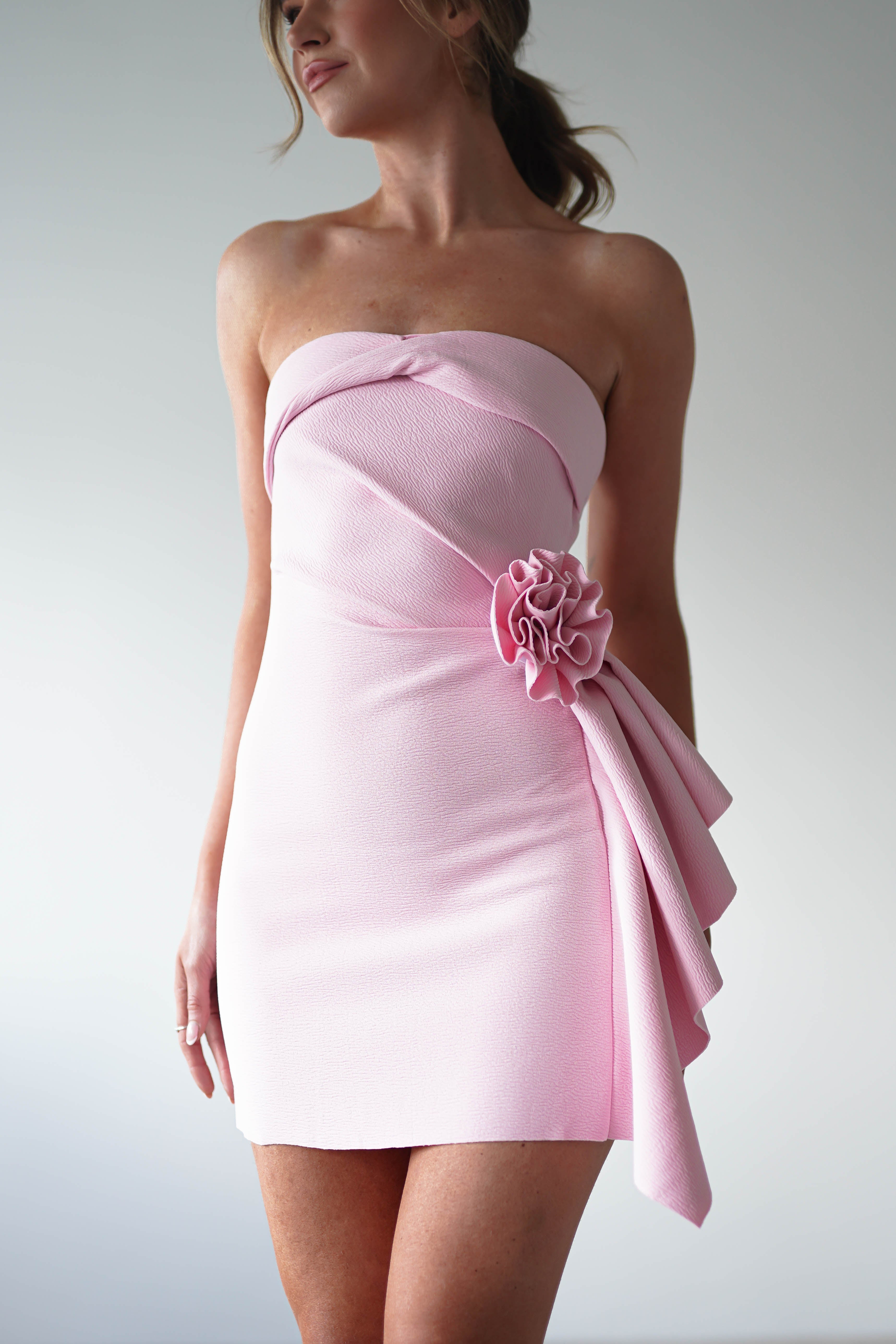 Eilis Textured Mini Dress | Pink | Oh Hello Clothing | XS (6)