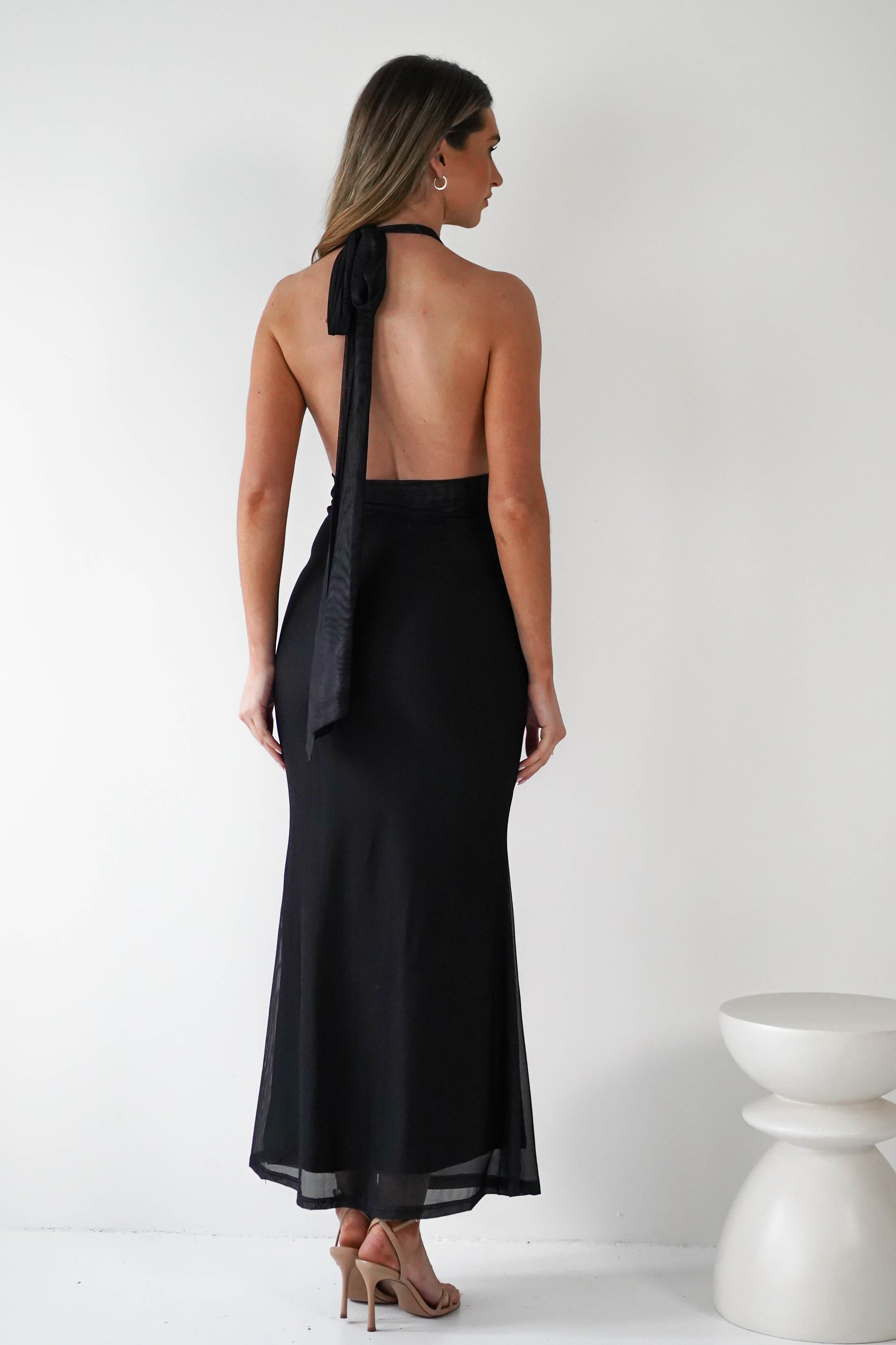 Elanor Floral Print Mesh Maxi Dress | Black | Oh Hello Clothing | XS (6)