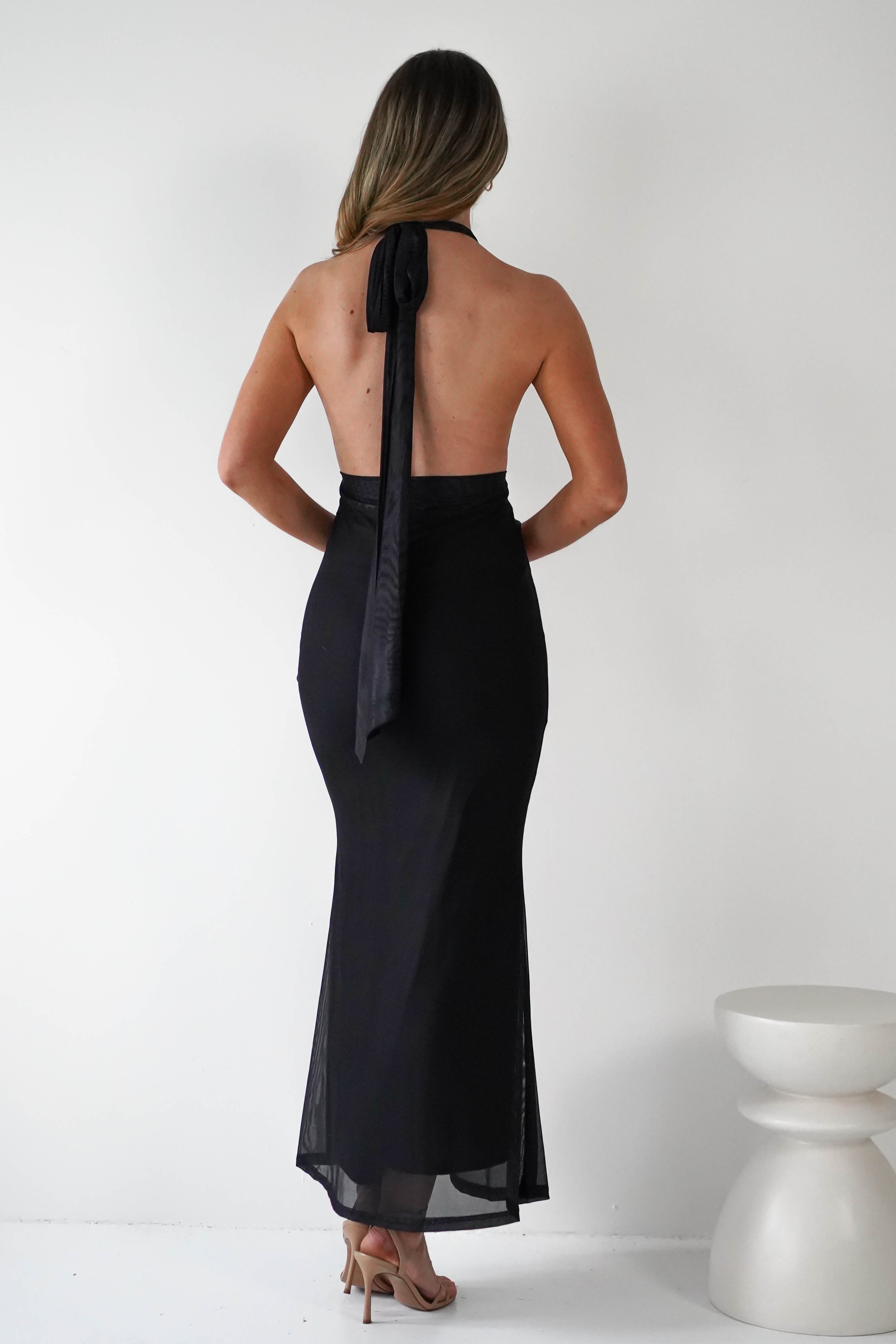 Elanor Floral Print Mesh Maxi Dress | Black | Oh Hello Clothing | XS (6)