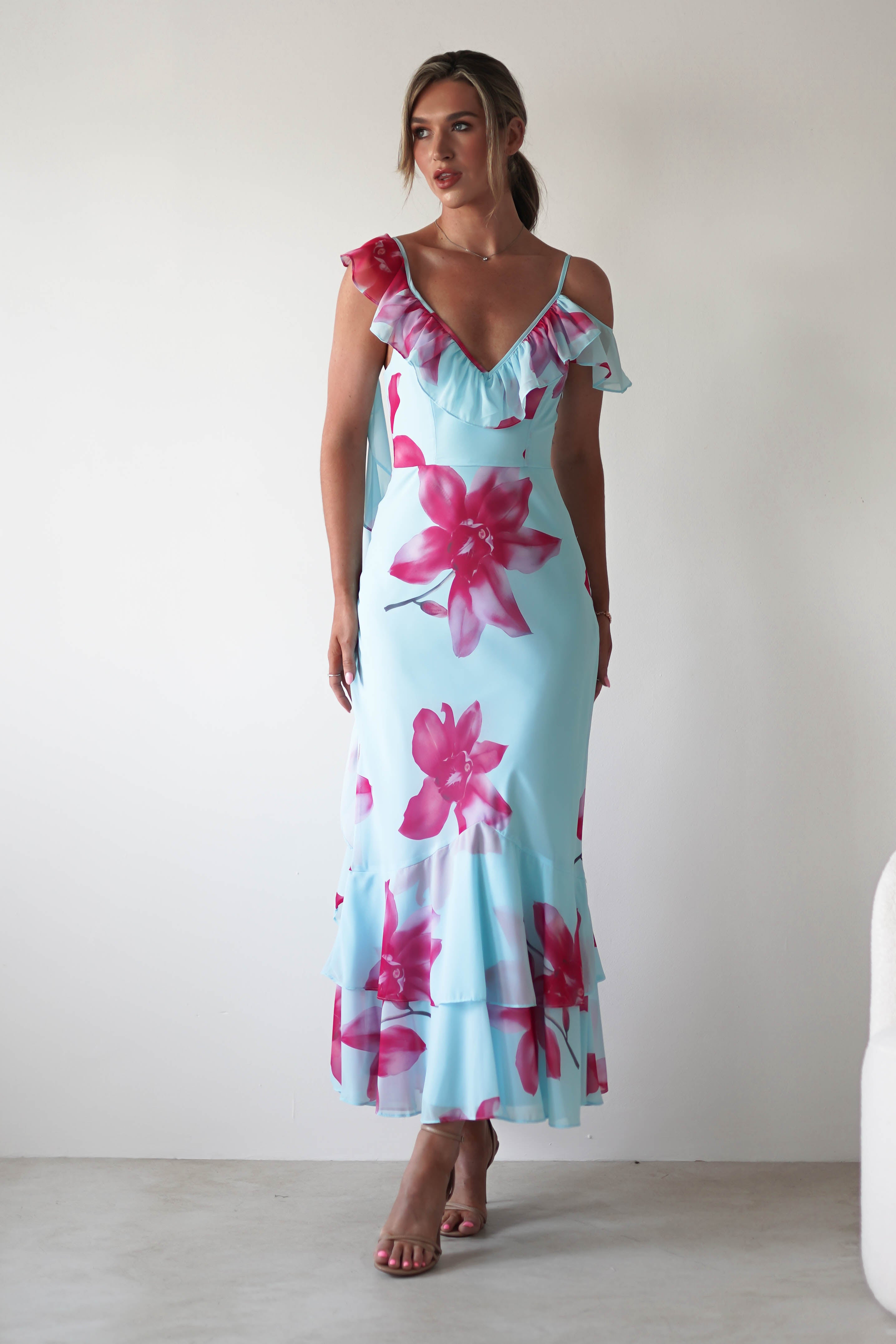 Leonie Floral Print Maxi Dress | Blue