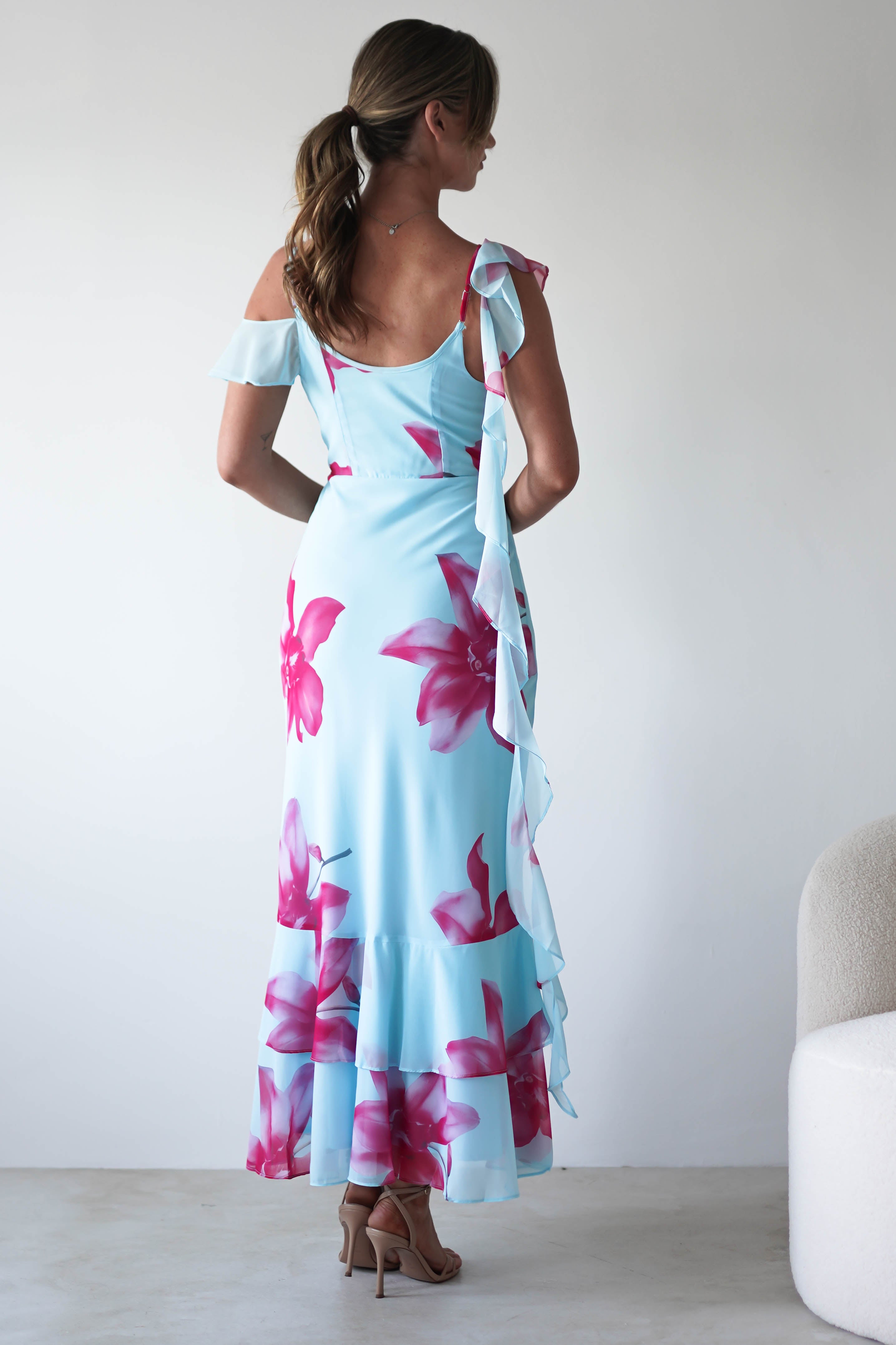 Leonie Floral Print Maxi Dress | Blue | Oh Hello Clothing | XS (6)