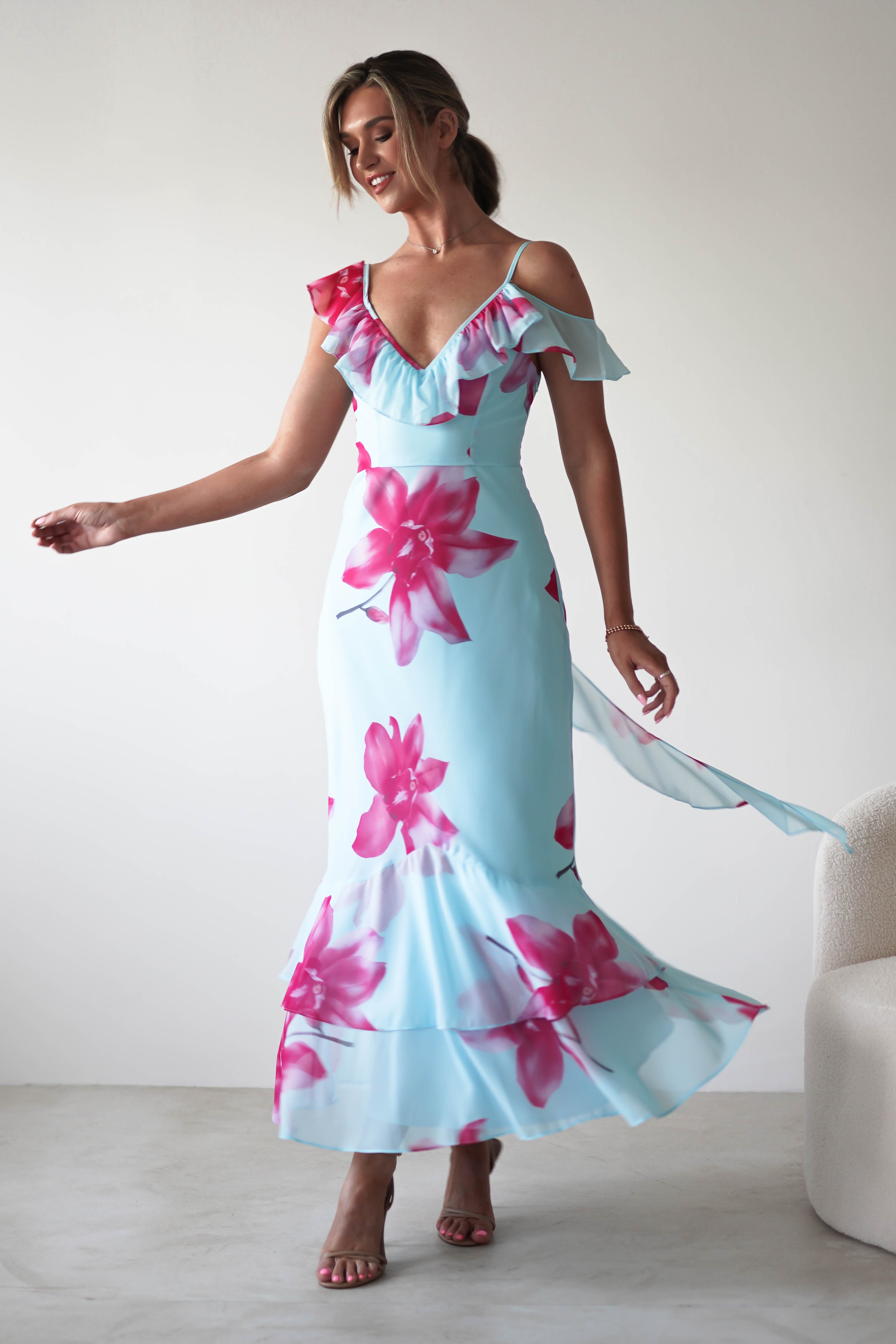 Leonie Floral Print Maxi Dress | Blue