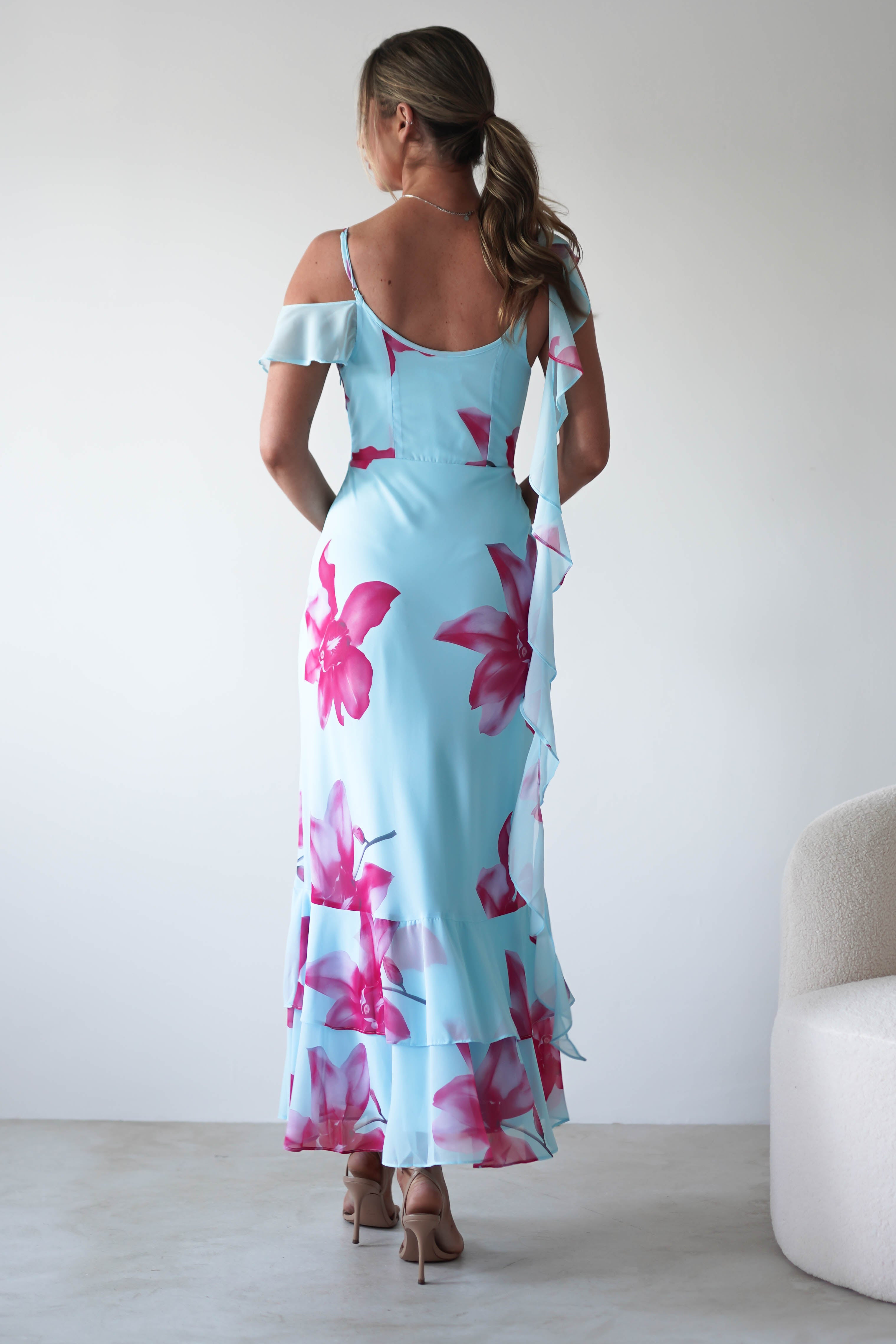 Leonie Floral Print Maxi Dress | Blue | Oh Hello Clothing | XS (6)
