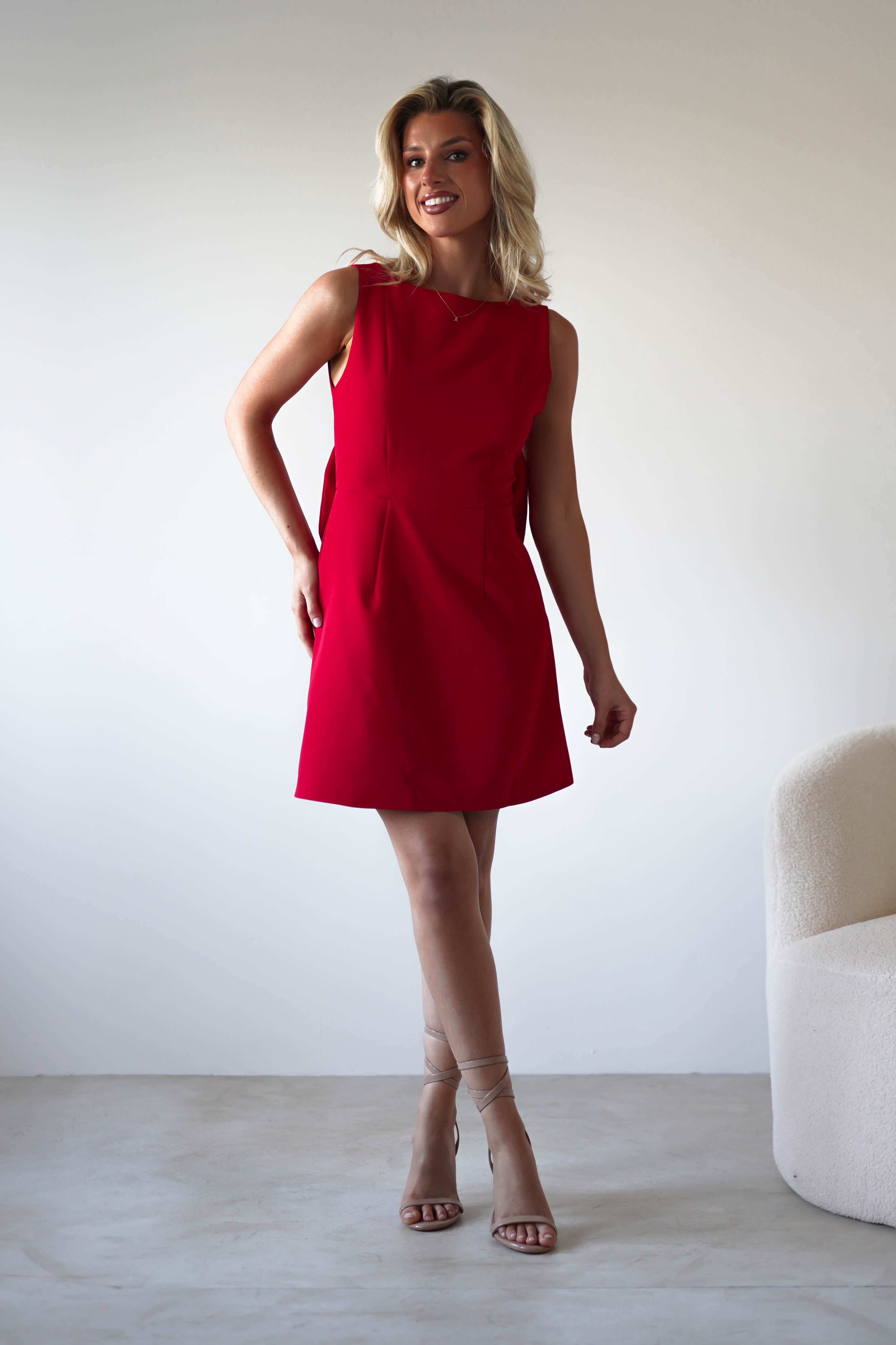 Emmie Bow Back Mini Dress | Red | Oh Hello Clothing | XS (6)