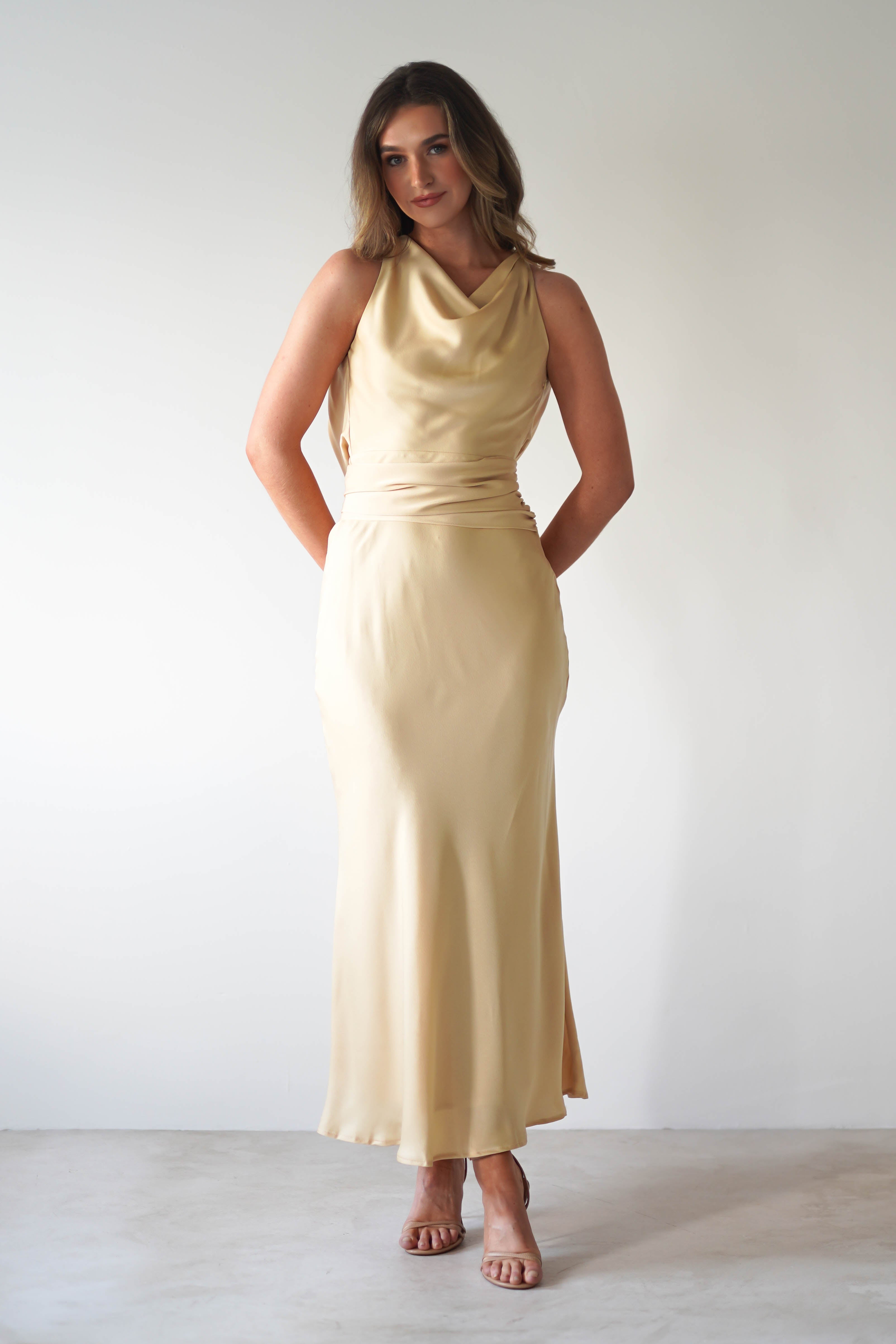 River Backless Maxi Dress | Sand | Oh Hello Clothing | XS (6)