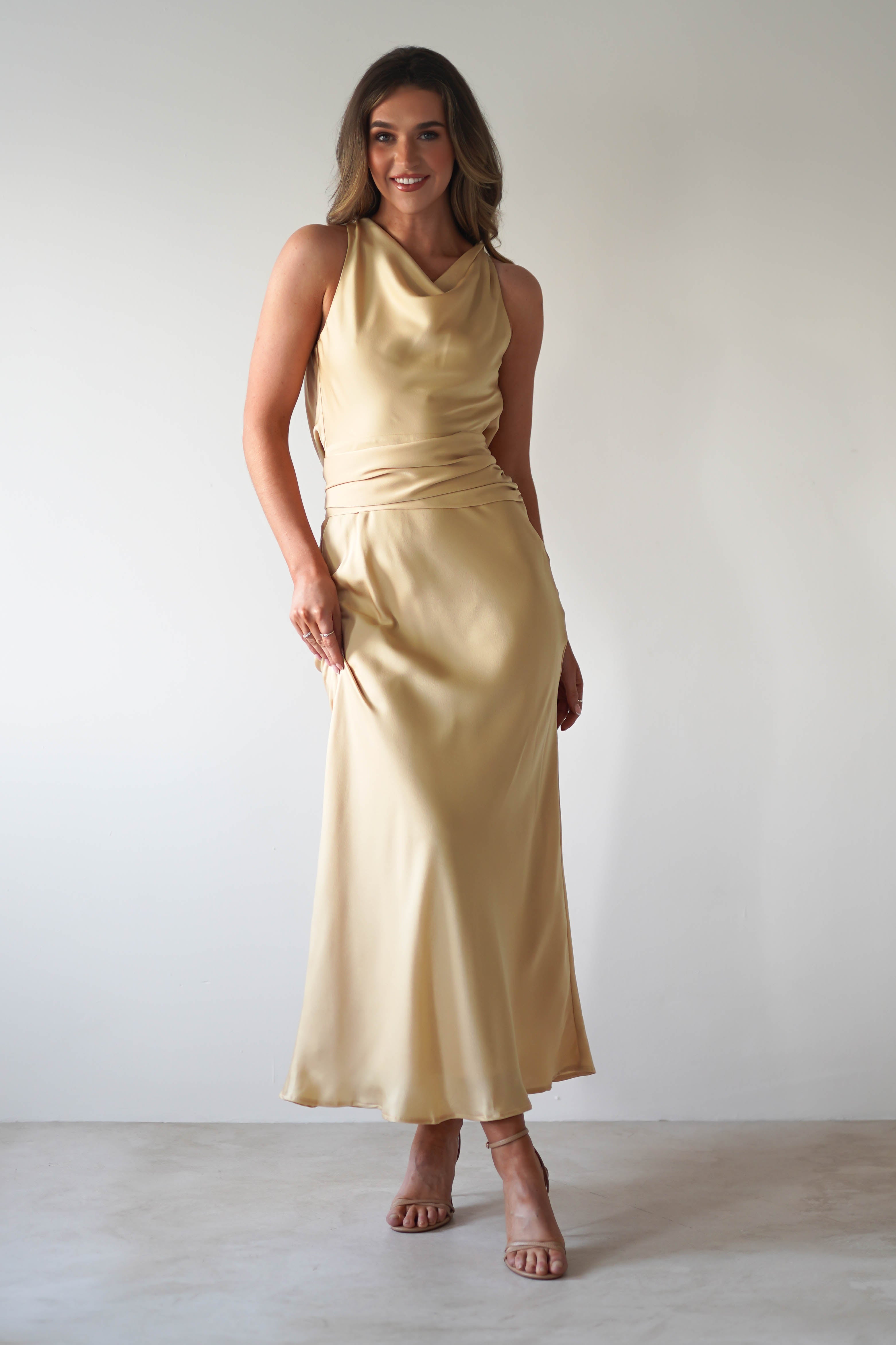 River Backless Maxi Dress | Sand | Oh Hello Clothing | XS (6)