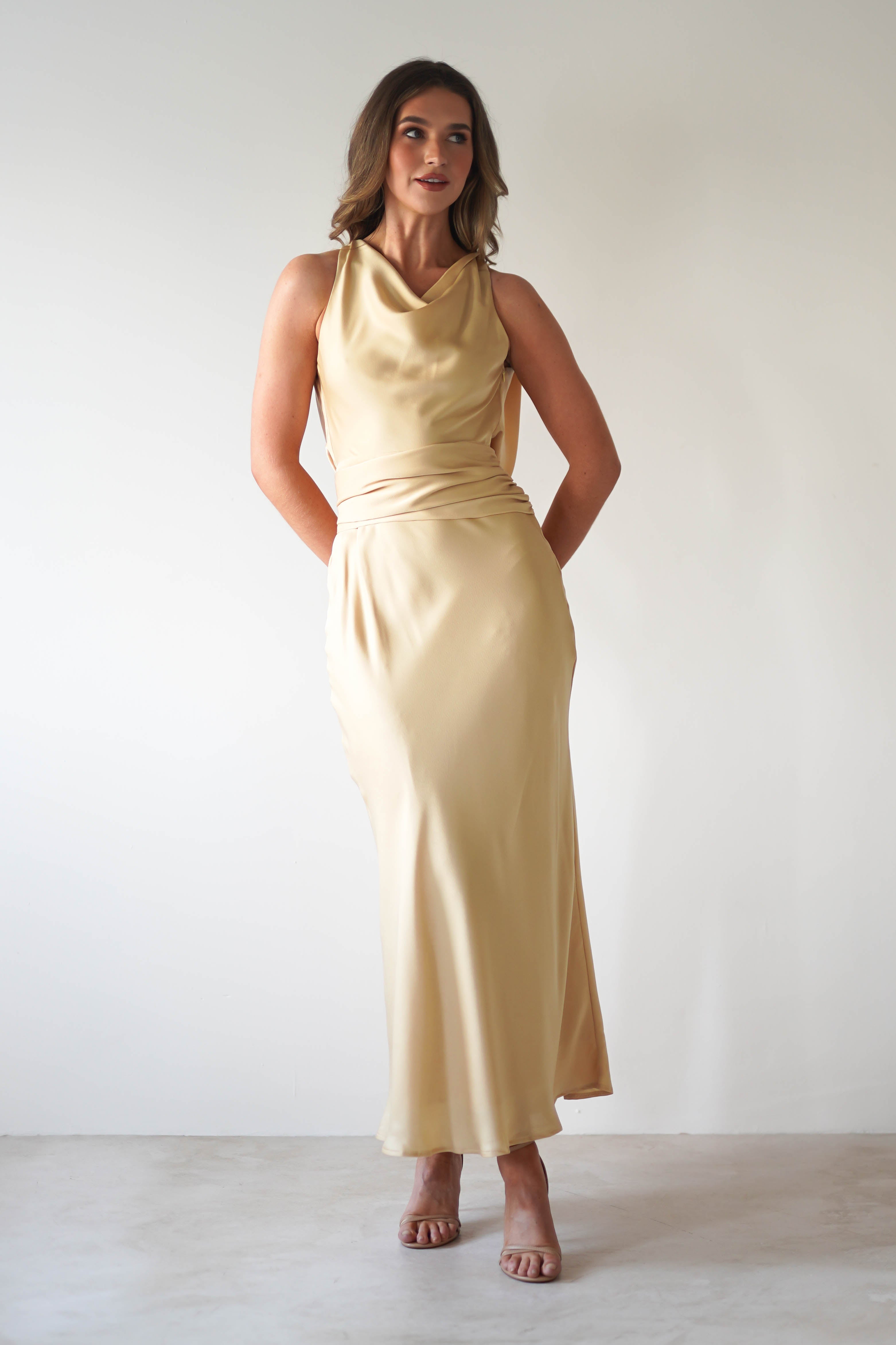 River Backless Maxi Dress | Sand | Oh Hello Clothing | XS (6)