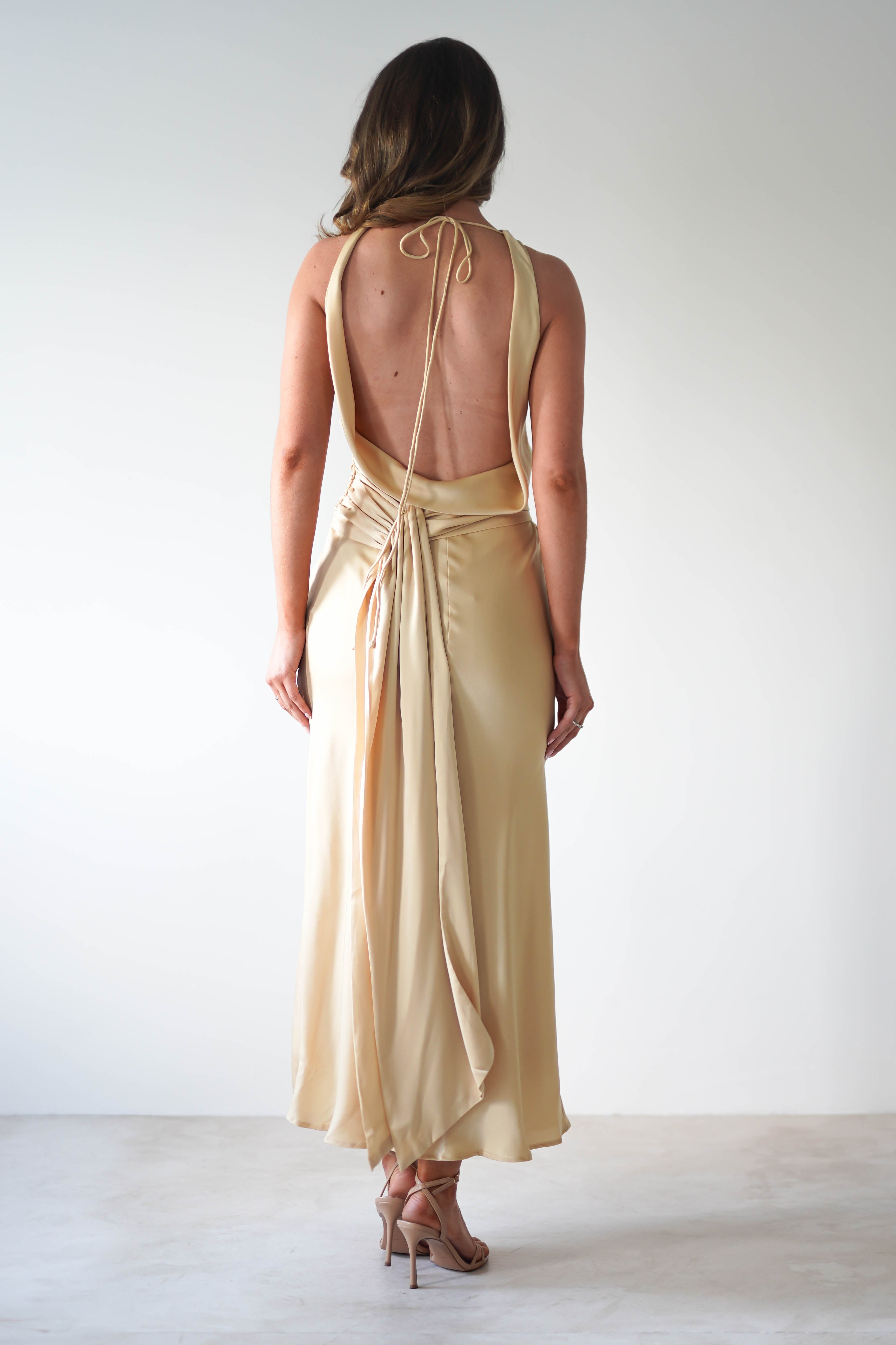 River Backless Maxi Dress | Sand | Oh Hello Clothing | XS (6)