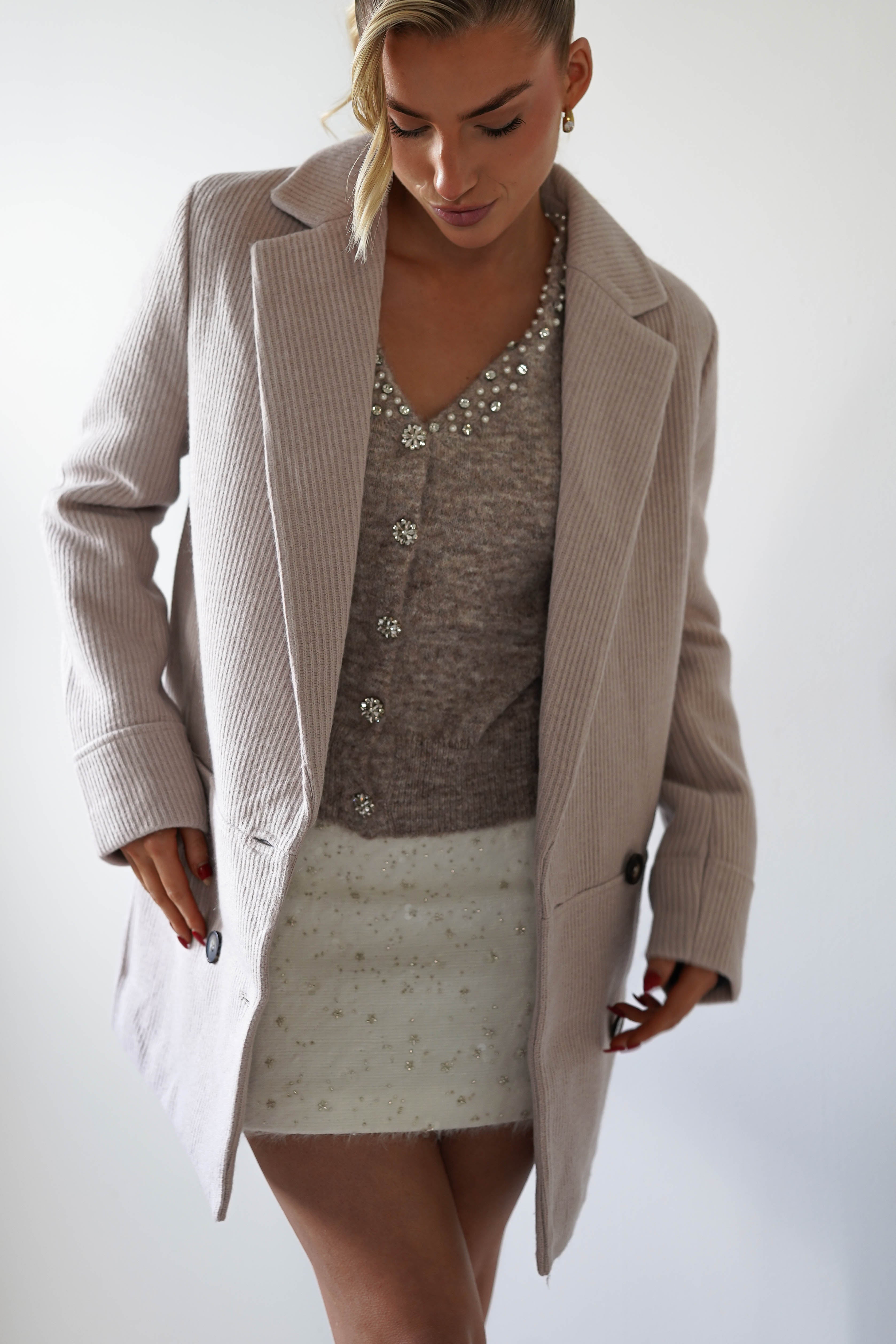 Reno Tailored Over Sized Coat | Taupe | Oh Hello Clothing | XS (6)