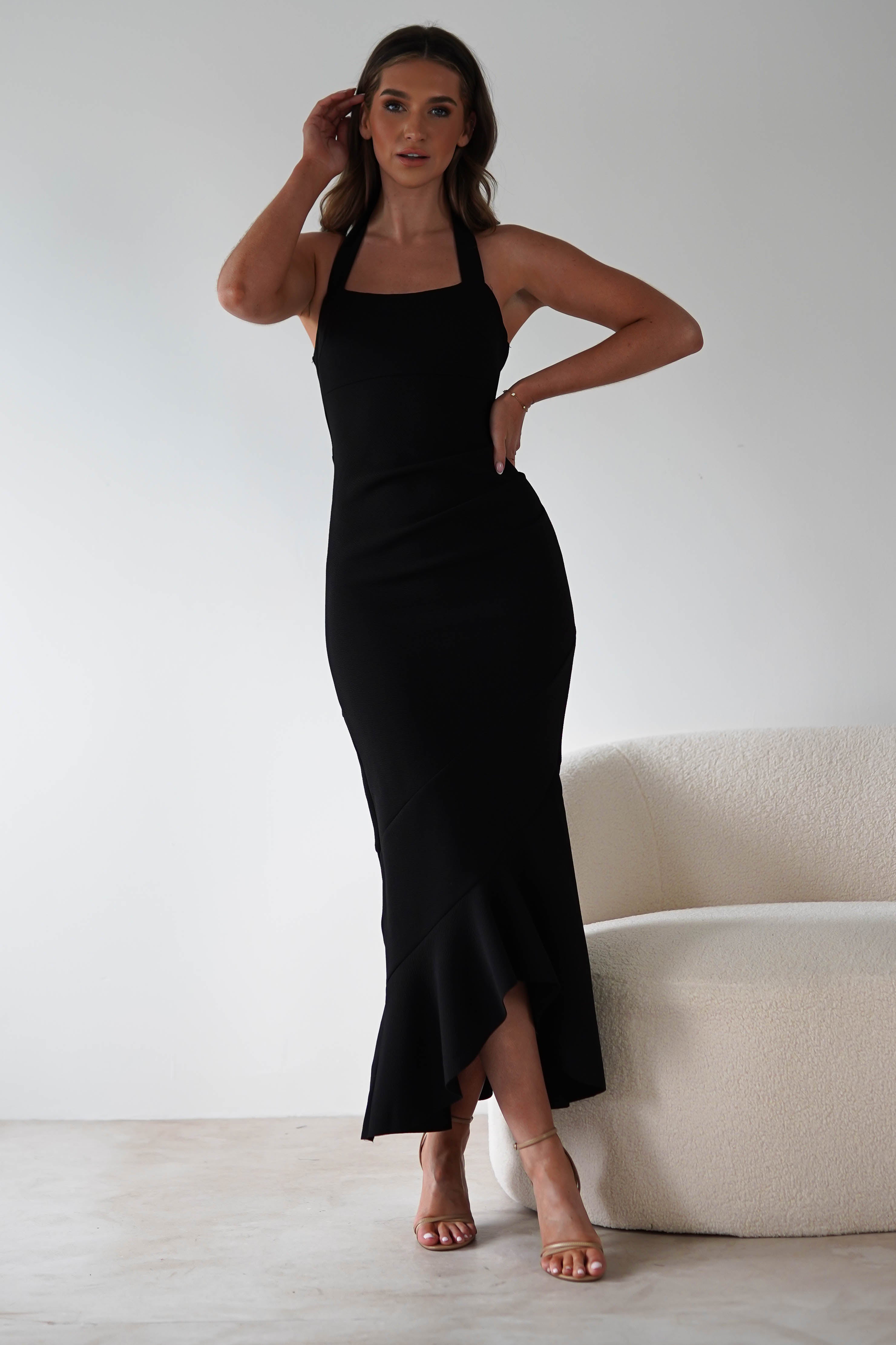Damaris Textured Midi Dress | Black | Oh Hello Clothing | XS (6)