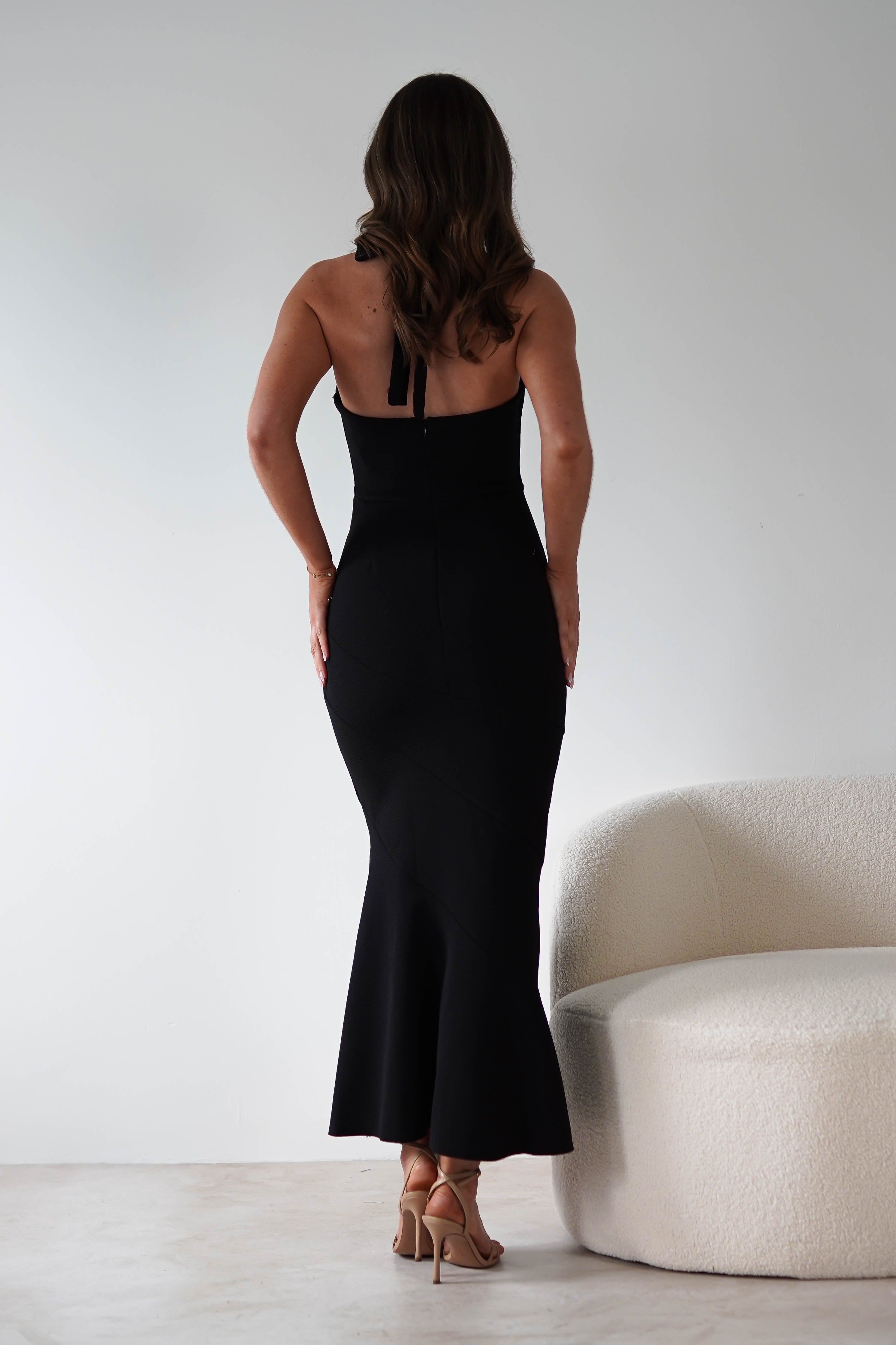 Damaris Textured Midi Dress | Black | Oh Hello Clothing | XS (6)