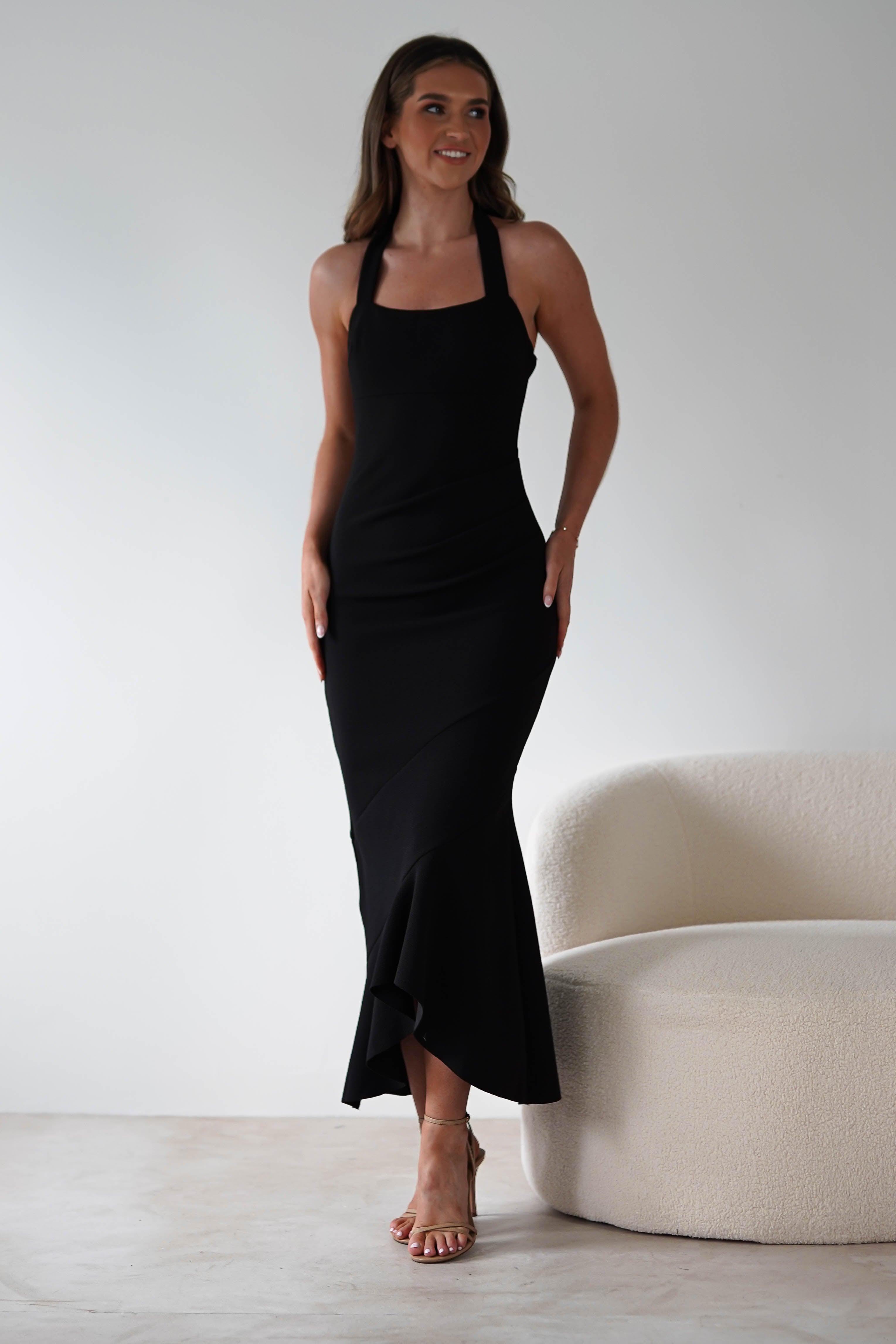 Damaris Textured Midi Dress | Black | Oh Hello Clothing | XS (6)