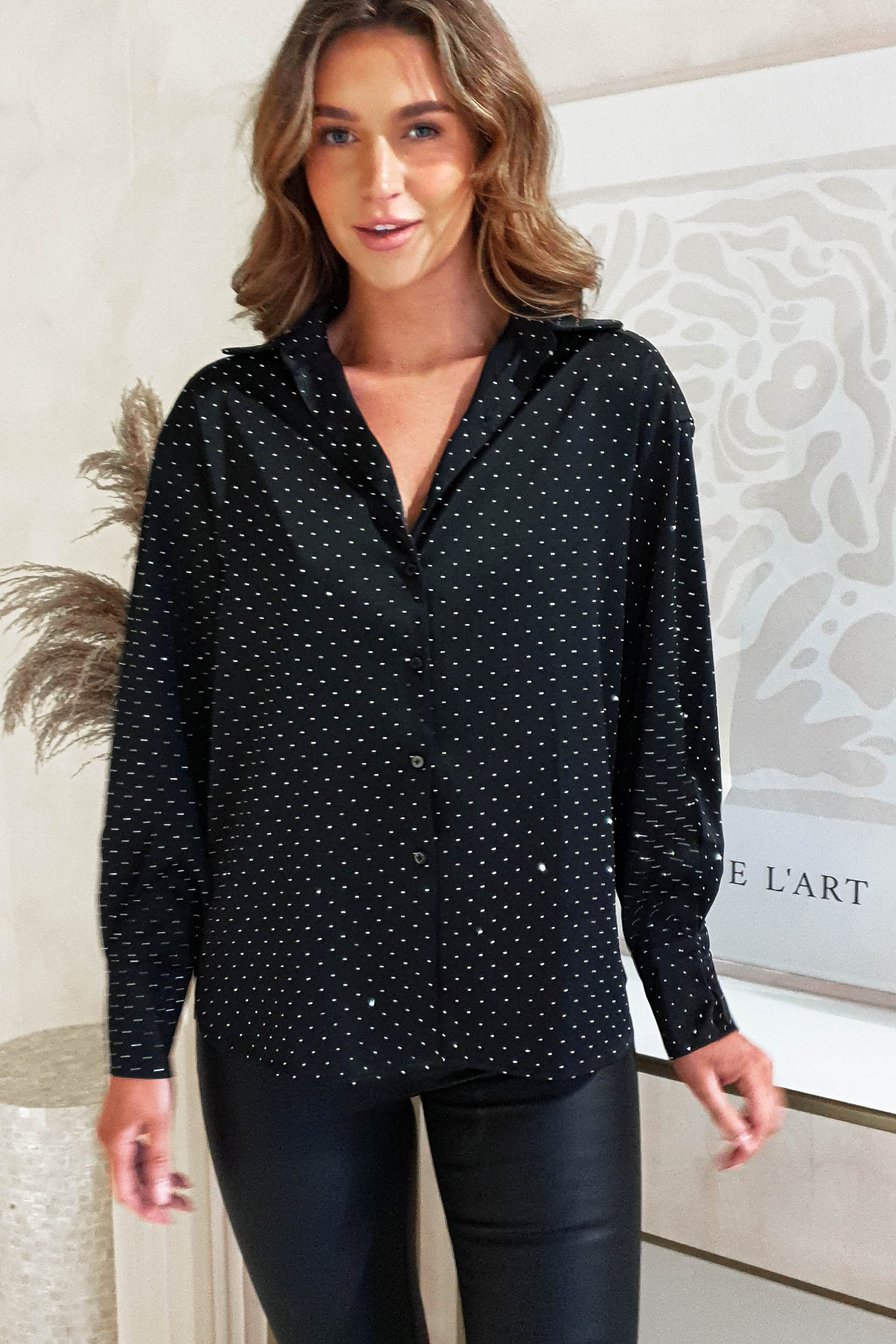 Peta Dimonte Sparkle Satin Blouse | Black | Oh Hello Clothing | S (8)