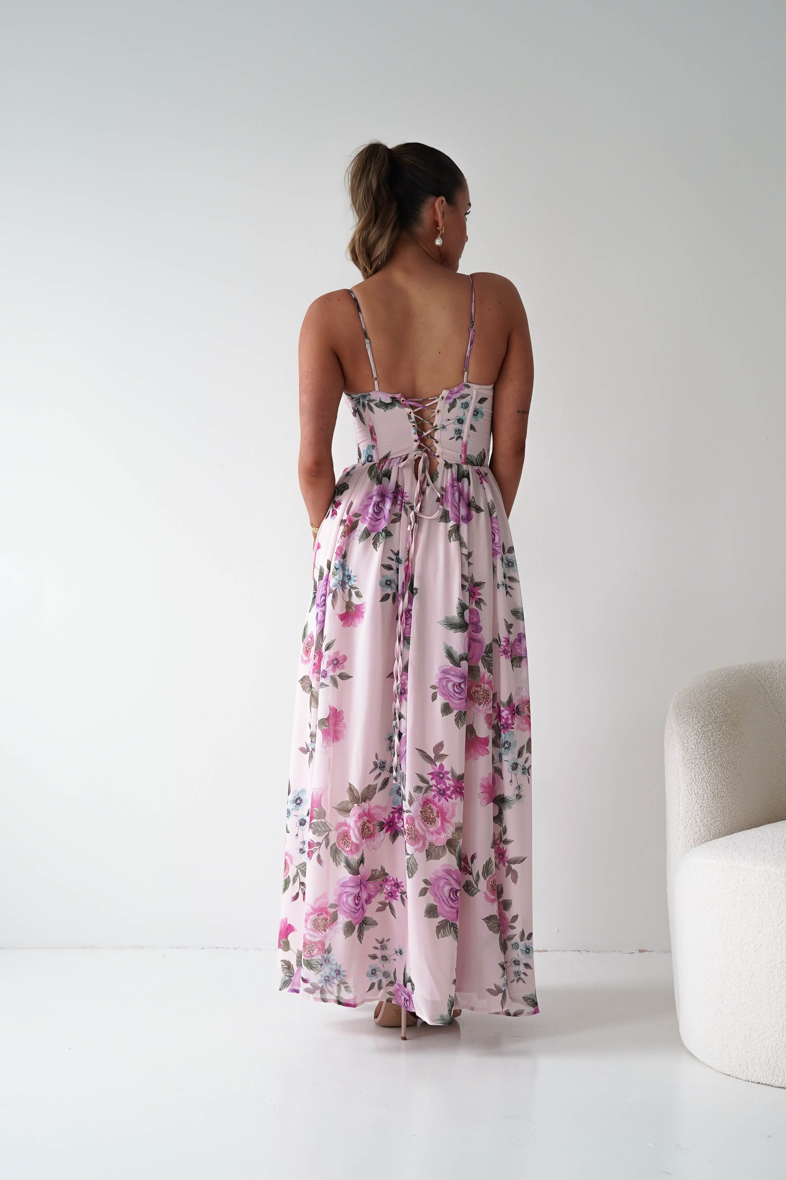 Oh Hello Clothing Women > Clothing > Dresses 1*DONE -DRESSFORUM-FD12771FD12771-P2042-Lilac Floral Corset Maxi Dress