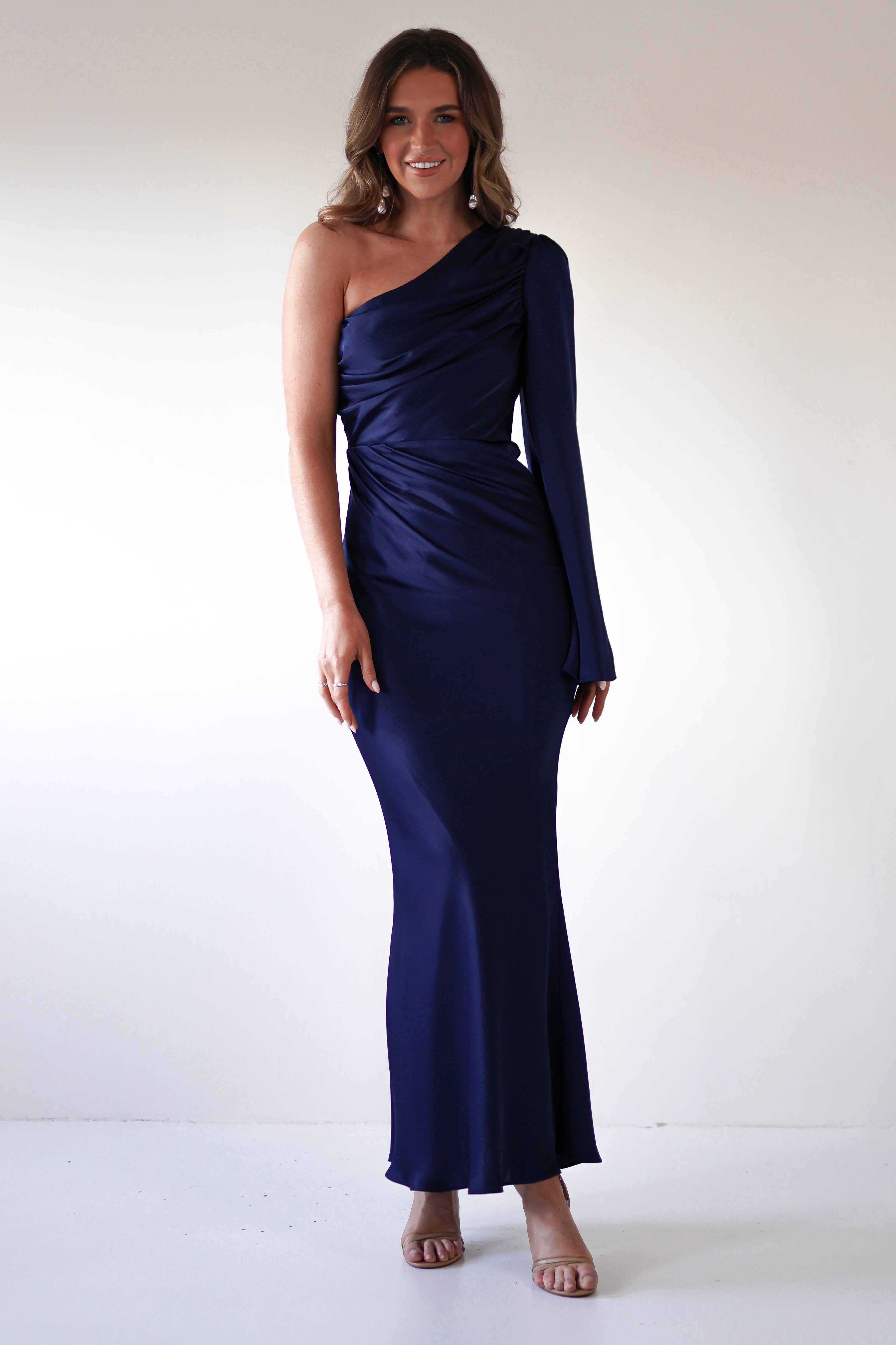 Sylvana Silky Maxi Dress | Navy - Oh Hello Clothing