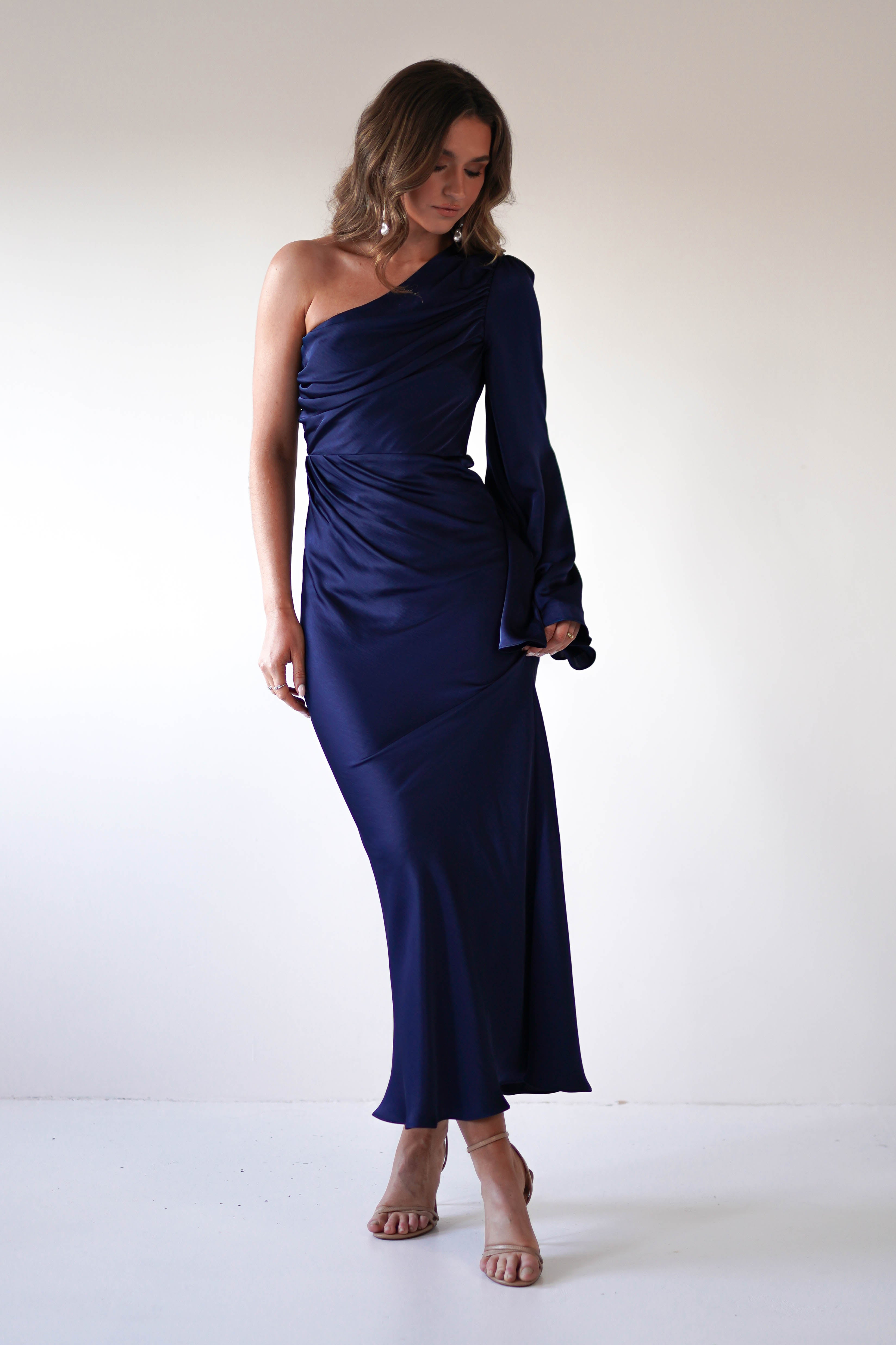 Sylvana Silky Maxi Dress | Navy - Oh Hello Clothing
