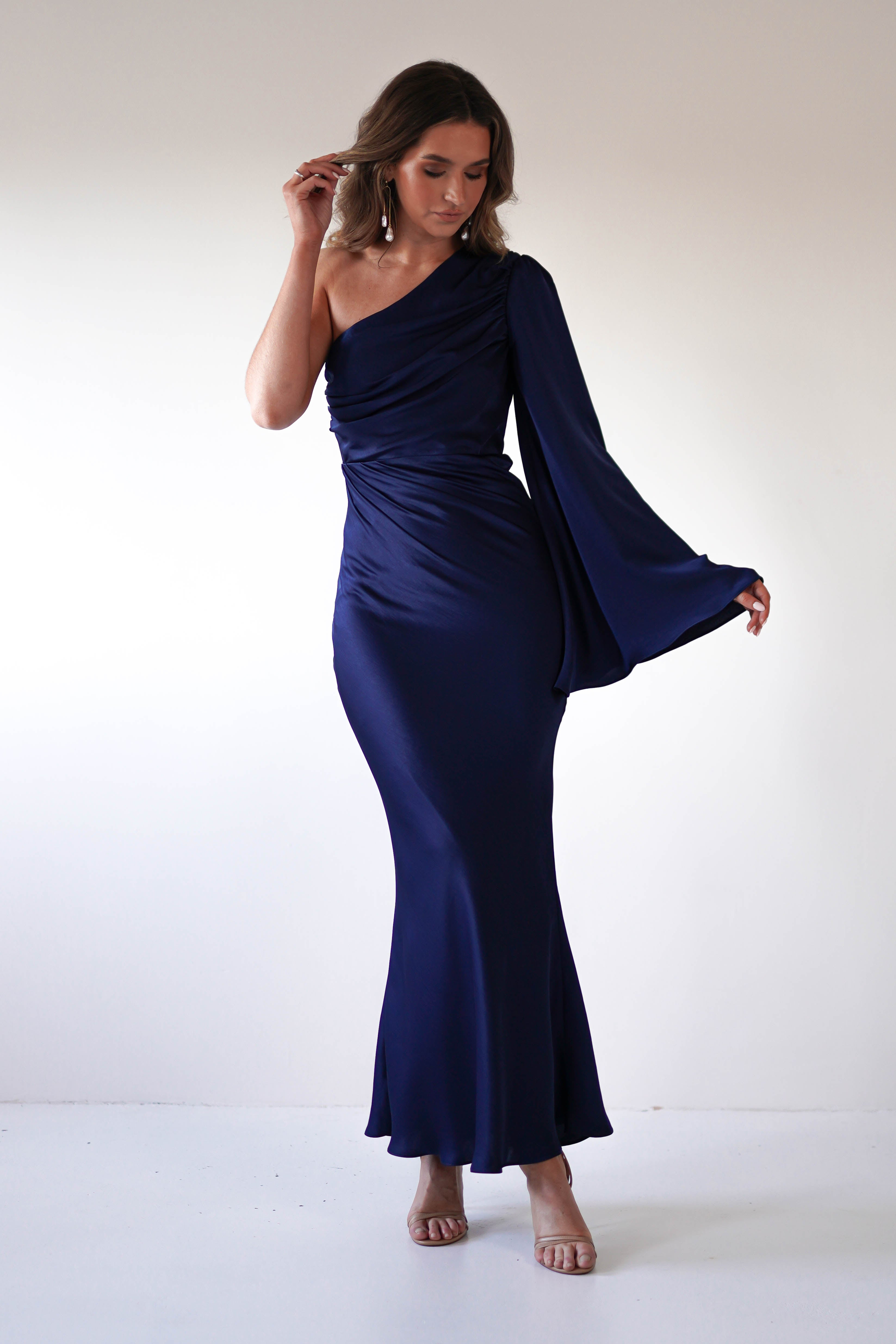Sylvana Silky Maxi Dress | Navy - Oh Hello Clothing