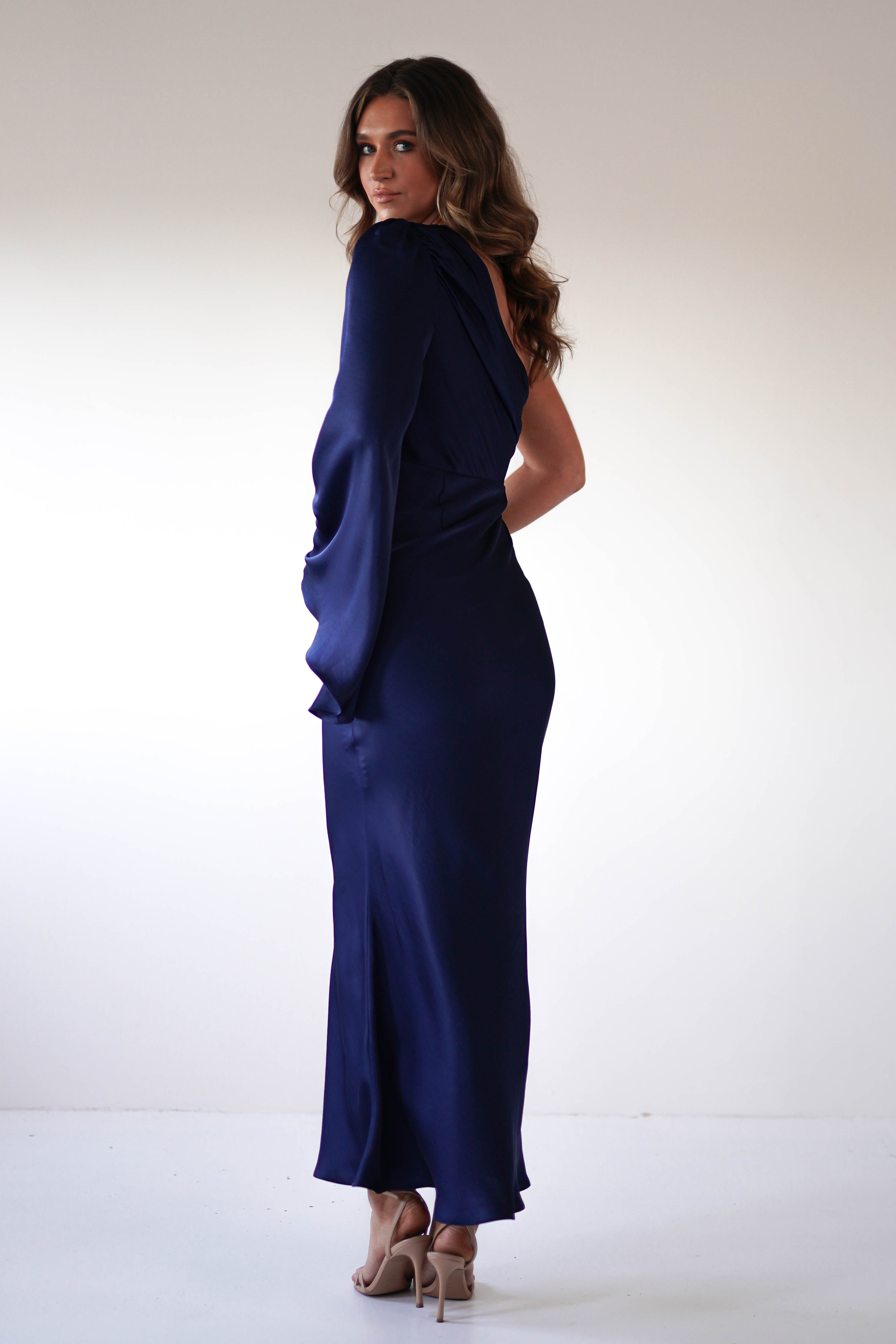 Sylvana Silky Maxi Dress | Navy - Oh Hello Clothing