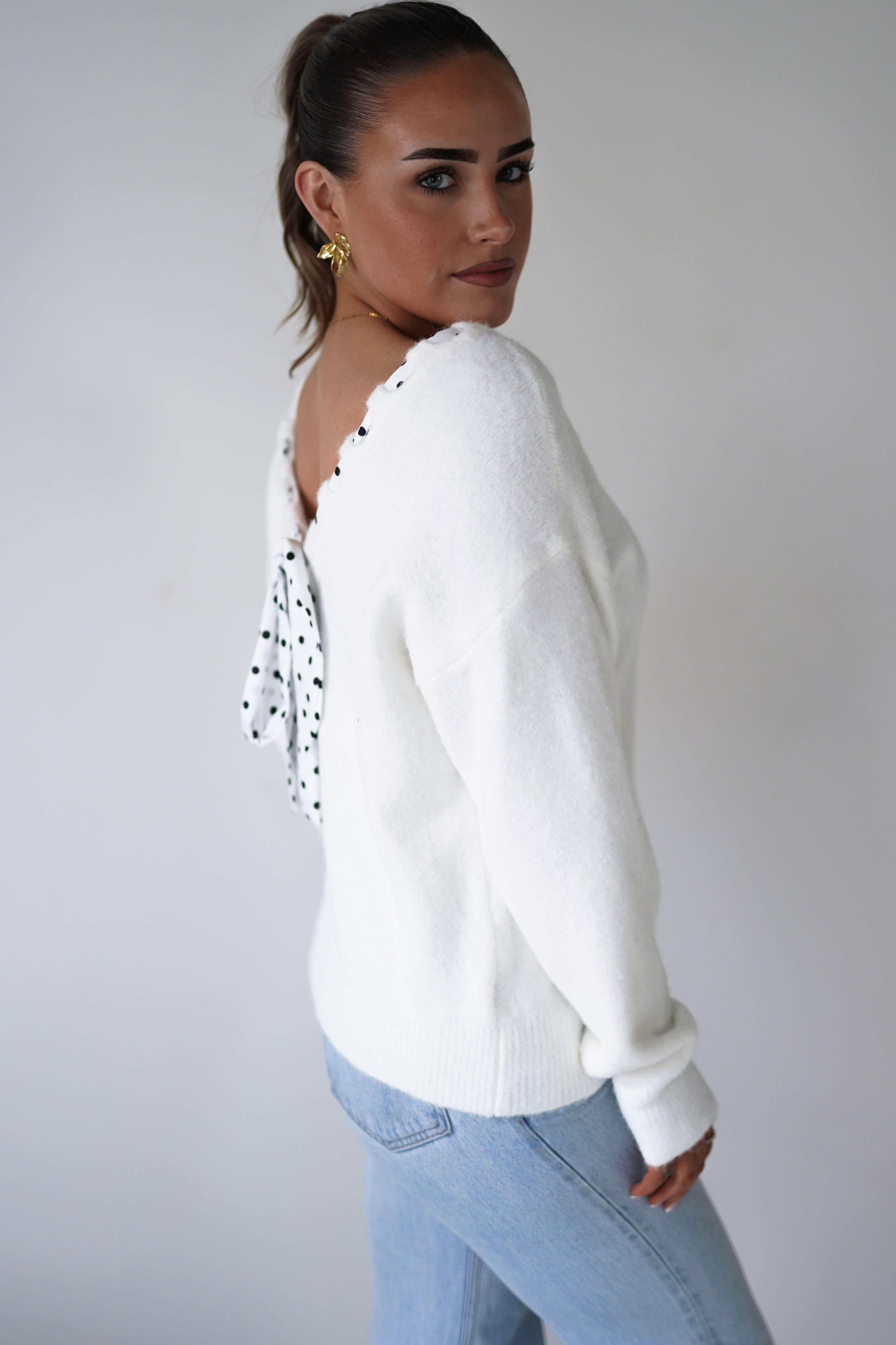 Oh Hello Clothing Women > Clothing > Knitwear ONE SIZE (6/12) 1*DONE-ELSA- Reversible Ribbon Tie Knit Jumper-21271