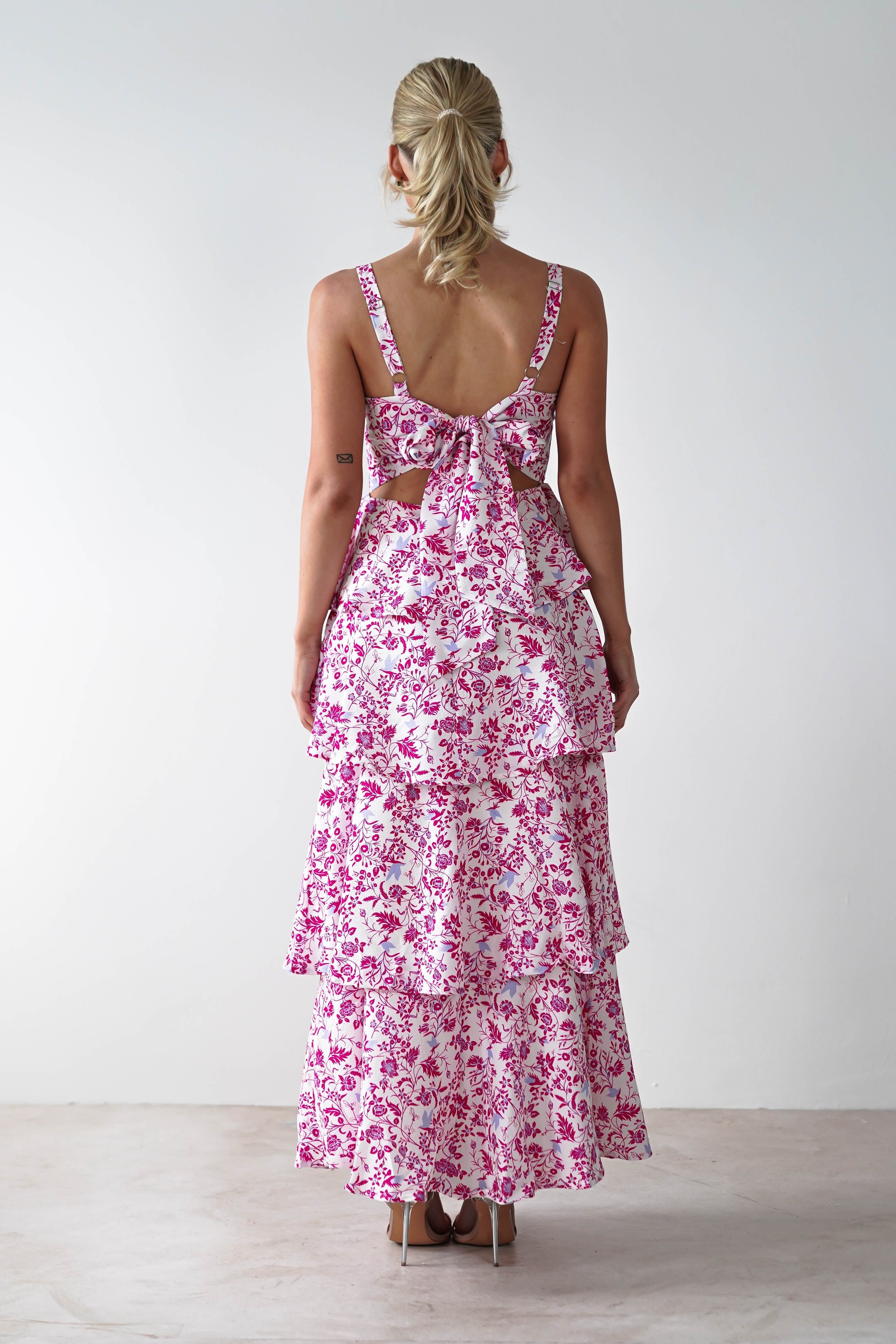 Emily Floral Ruffle Maxi Dress | Pink Print - Oh Hello Clothing
