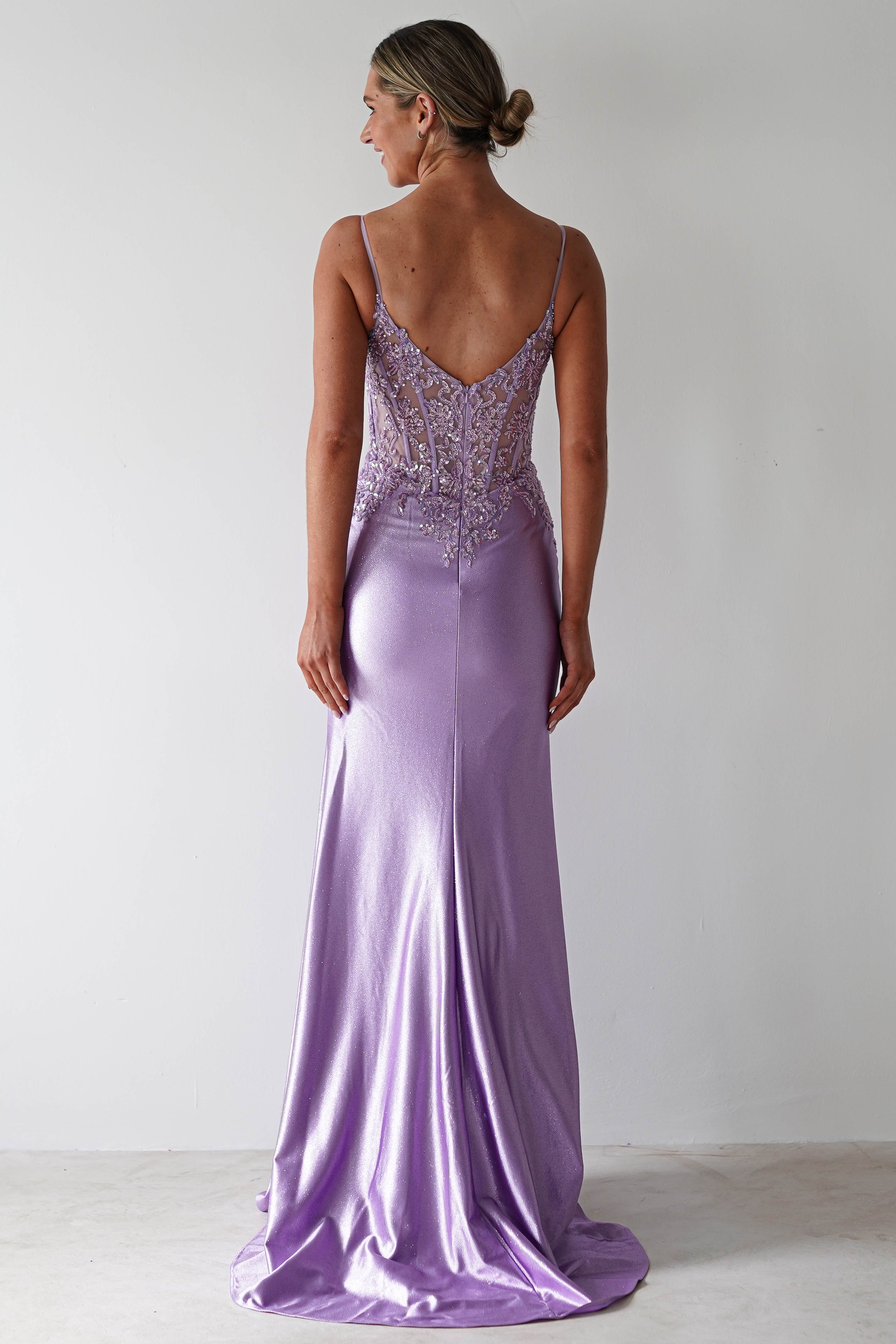 Eternity Glitter Bodycon Gown | Lilac - Oh Hello Clothing
