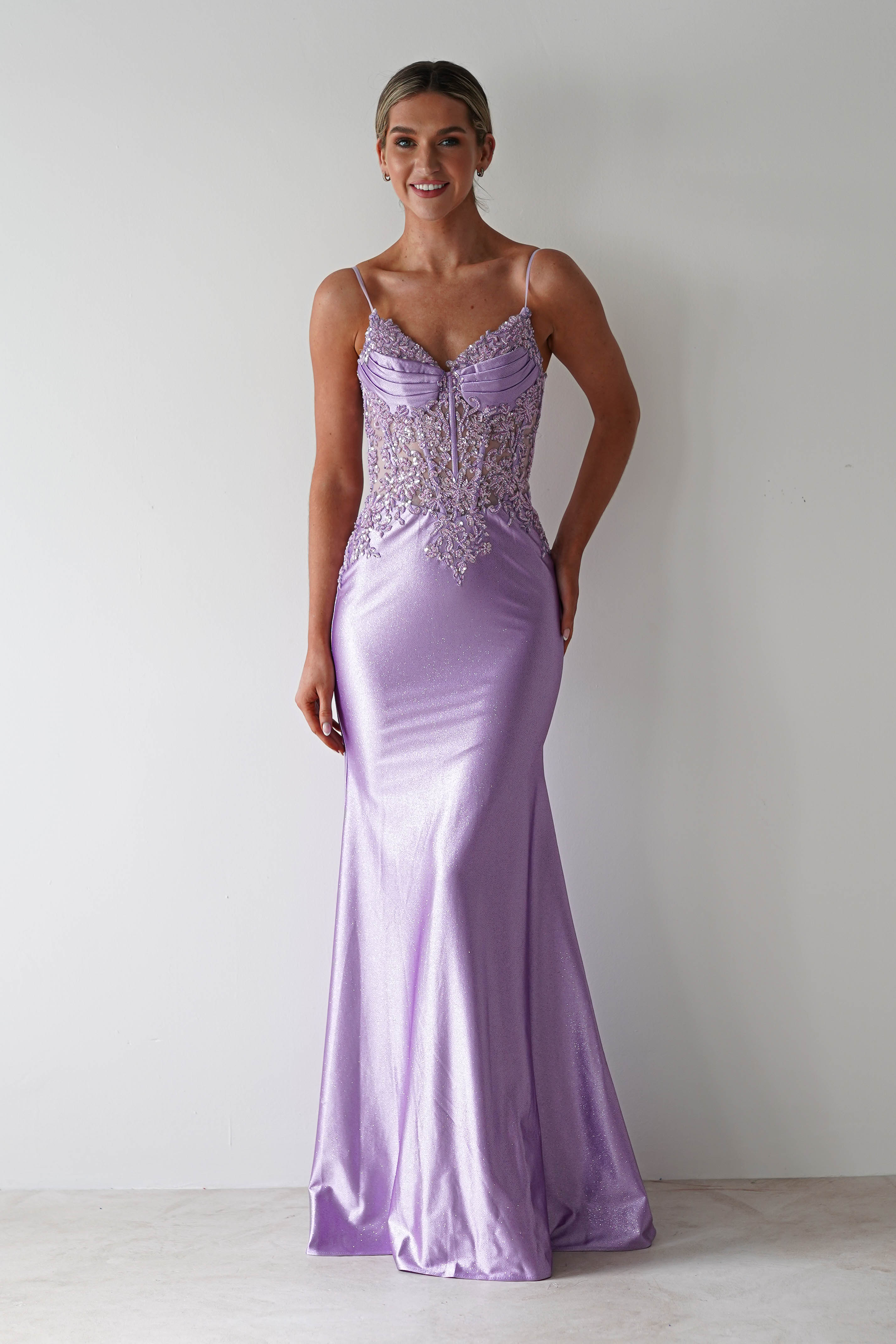 Eternity Glitter Bodycon Gown | Lilac - Oh Hello Clothing