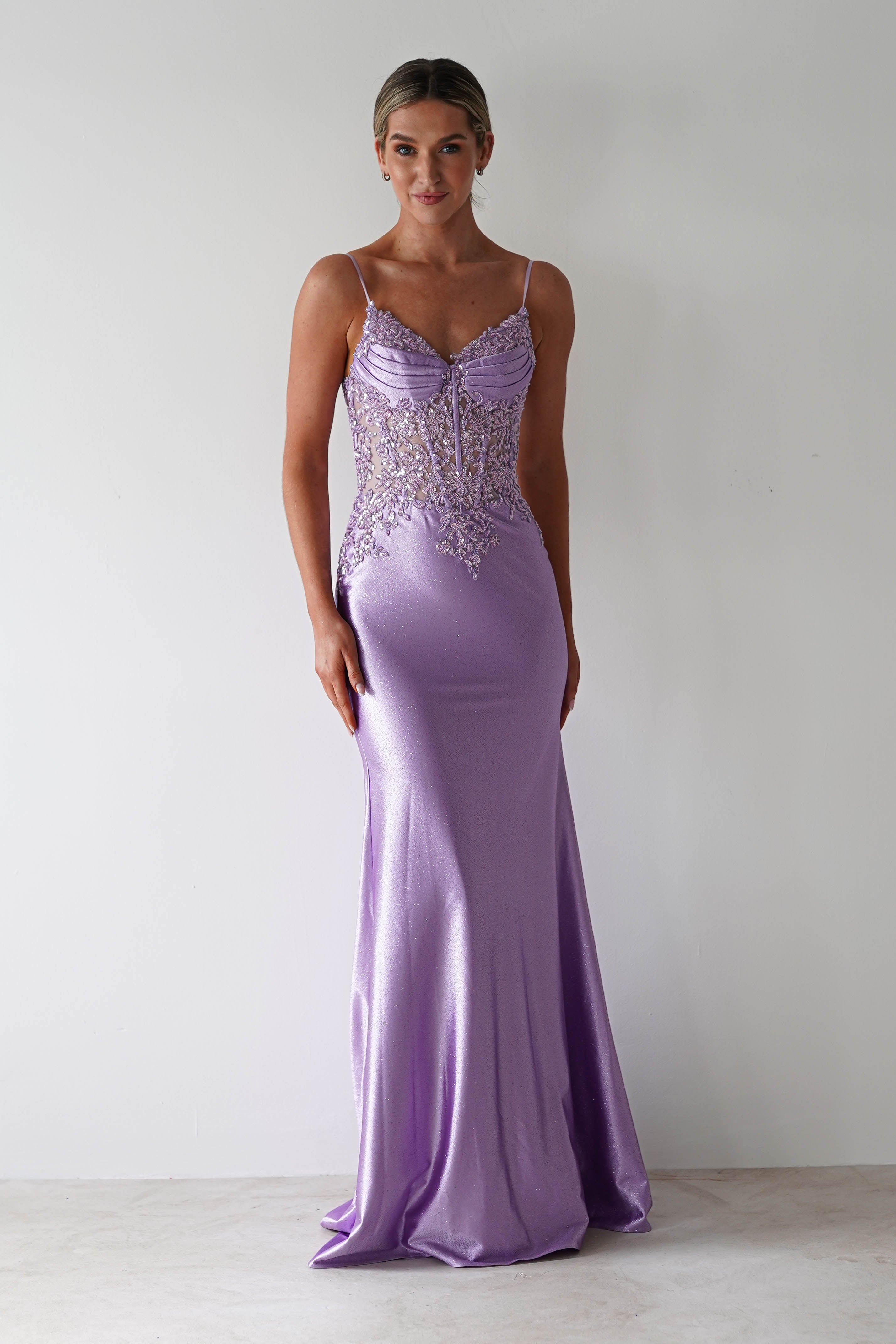 Eternity Glitter Bodycon Gown | Lilac - Oh Hello Clothing