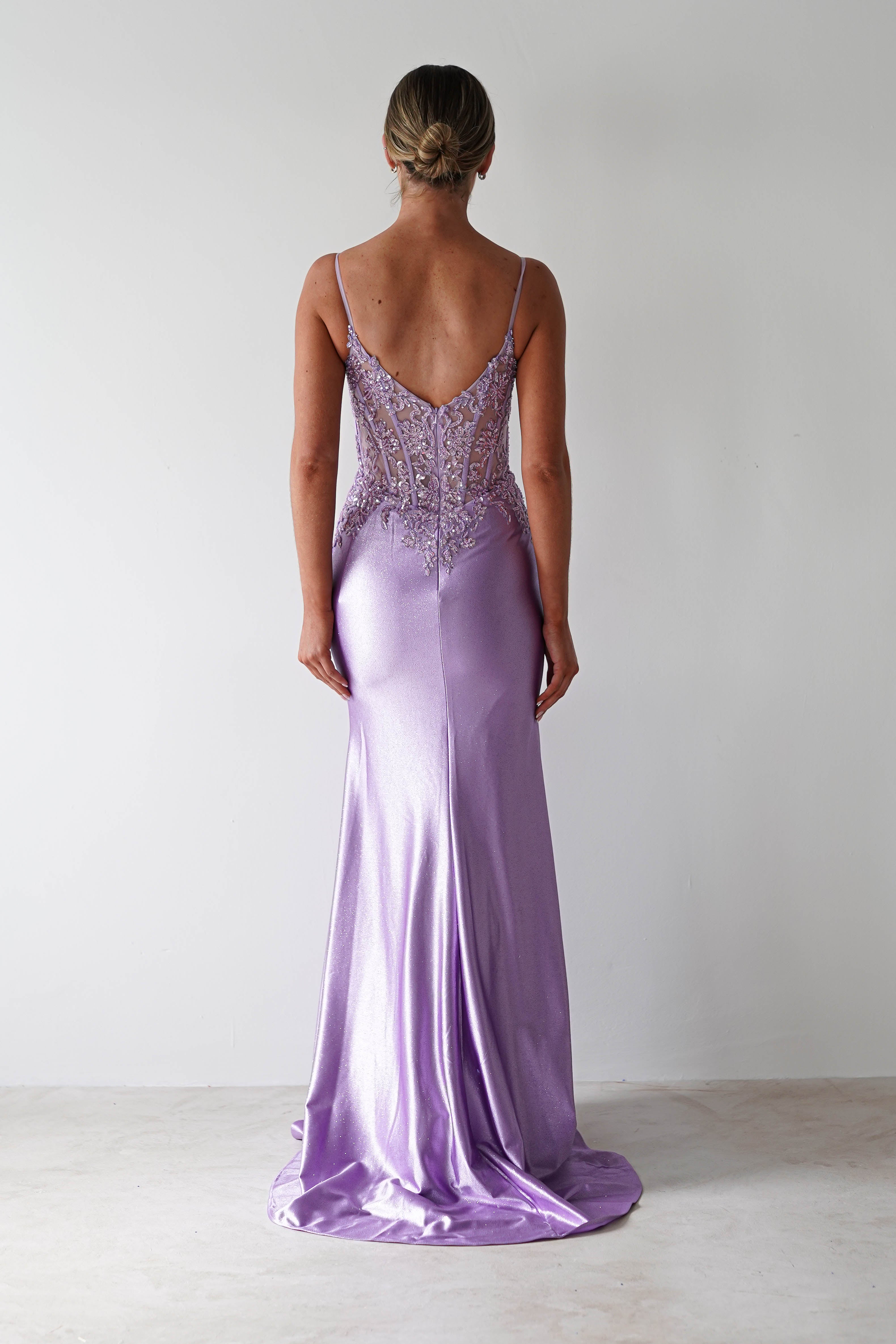 Eternity Glitter Bodycon Gown | Lilac - Oh Hello Clothing