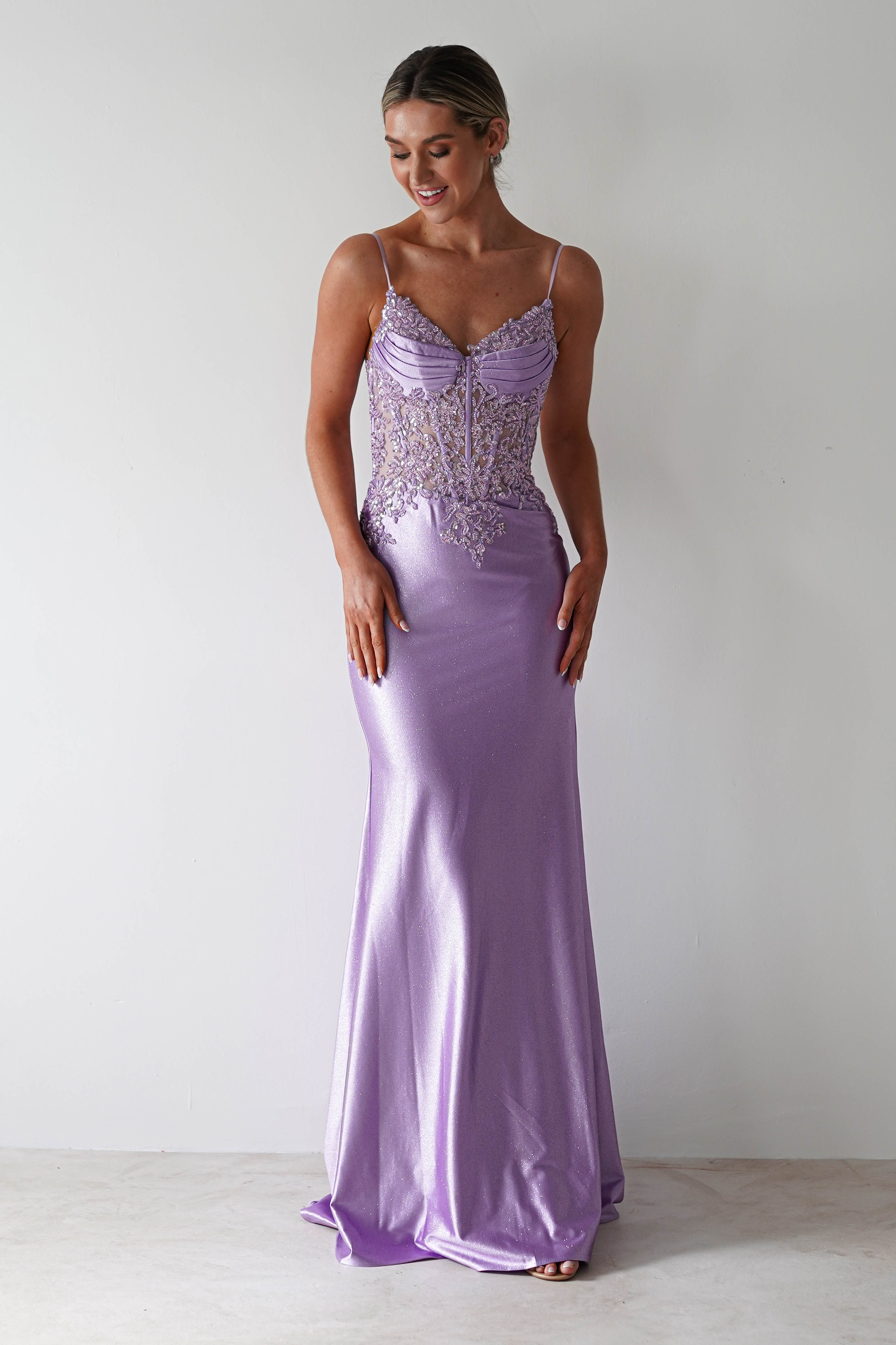 Eternity Glitter Bodycon Gown | Lilac - Oh Hello Clothing