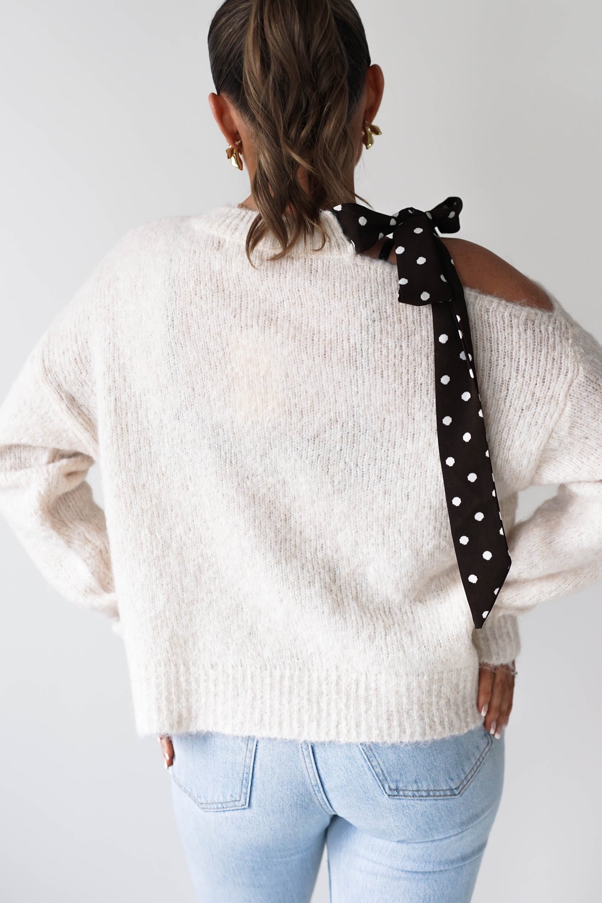 Oh Hello Clothing Women > Clothing > Knitwear ONE SIZE (6/12) 1*DONE-GRACIELA-PU6378 brown polka dot Detail Knit Jumper