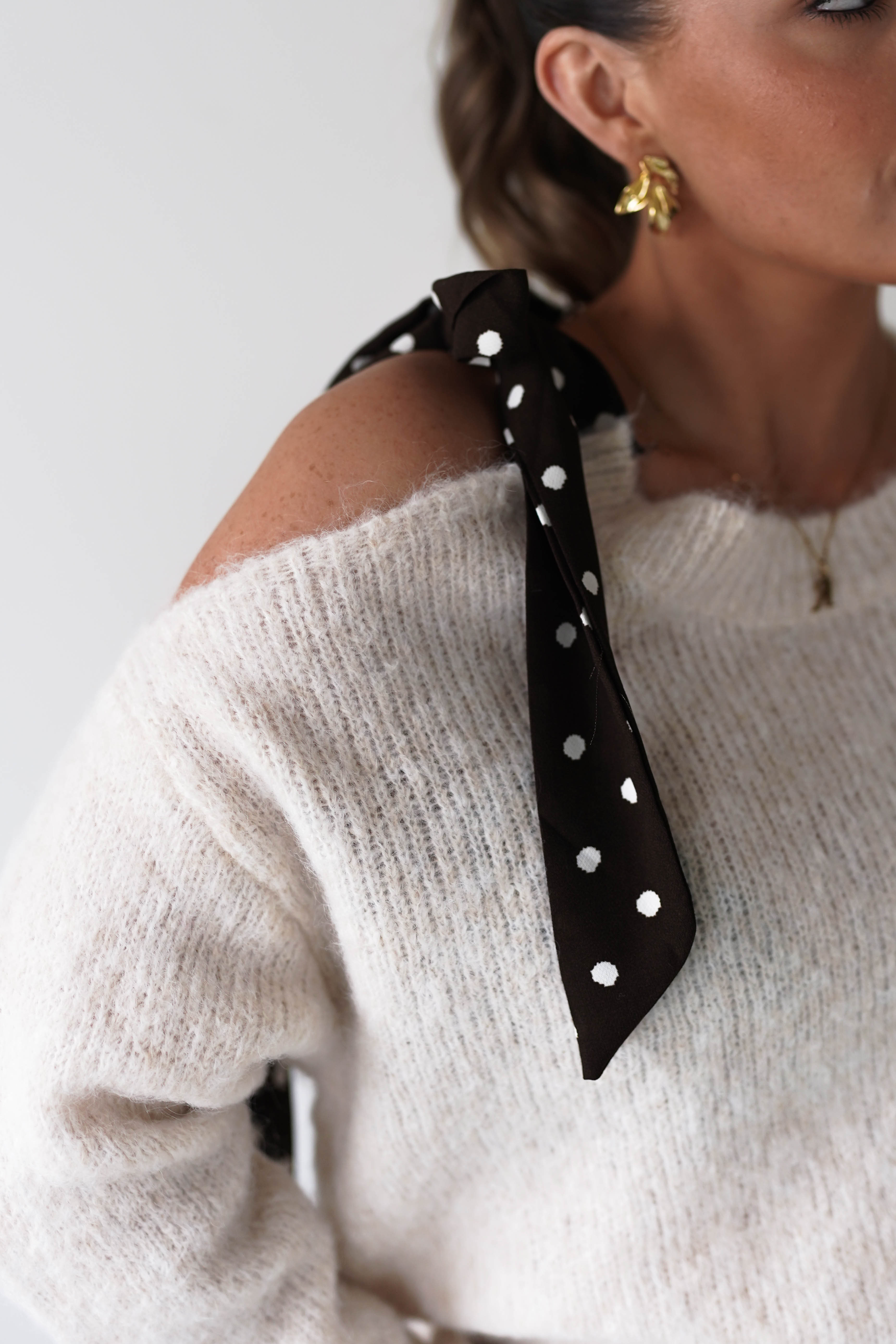 Oh Hello Clothing Women > Clothing > Knitwear ONE SIZE (6/12) 1*DONE-GRACIELA-PU6378 brown polka dot Detail Knit Jumper