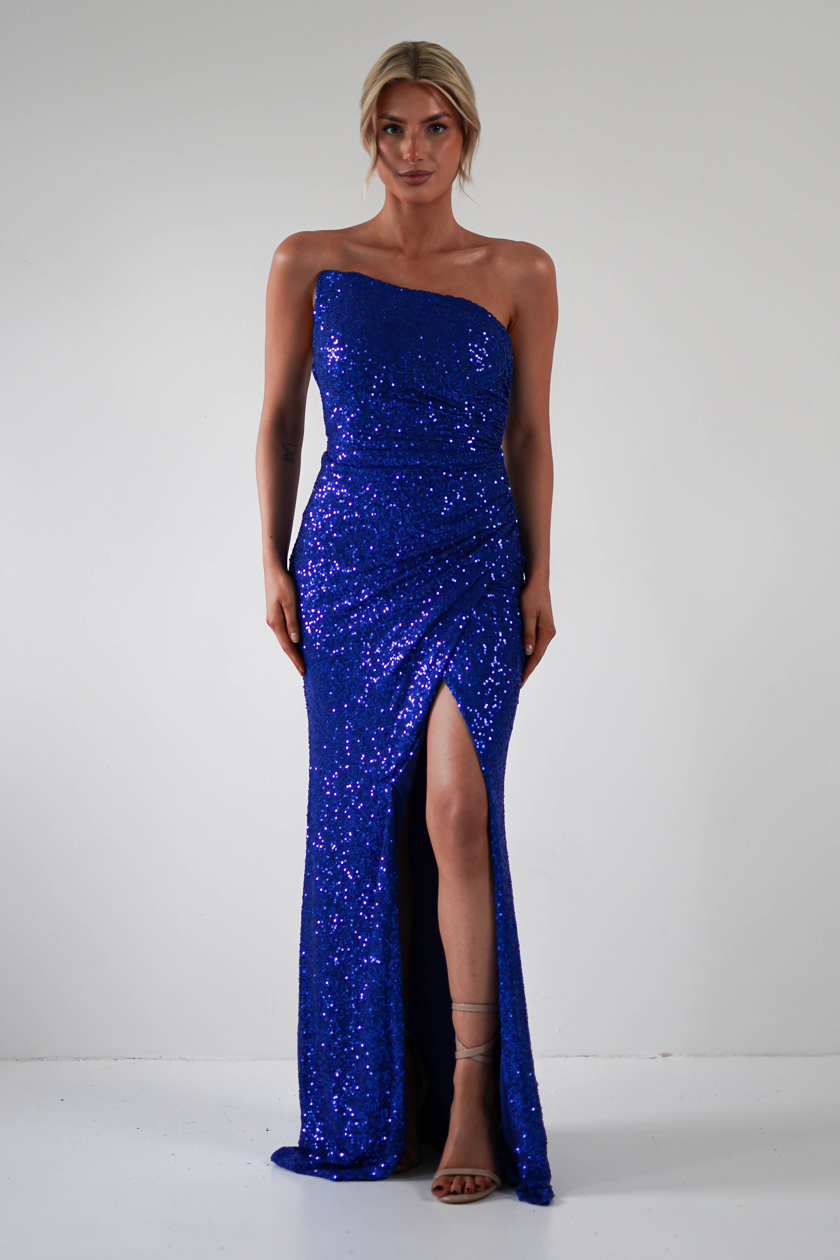 Mabel Strapless Sequin Gown | Royal Blue - Oh Hello Clothing