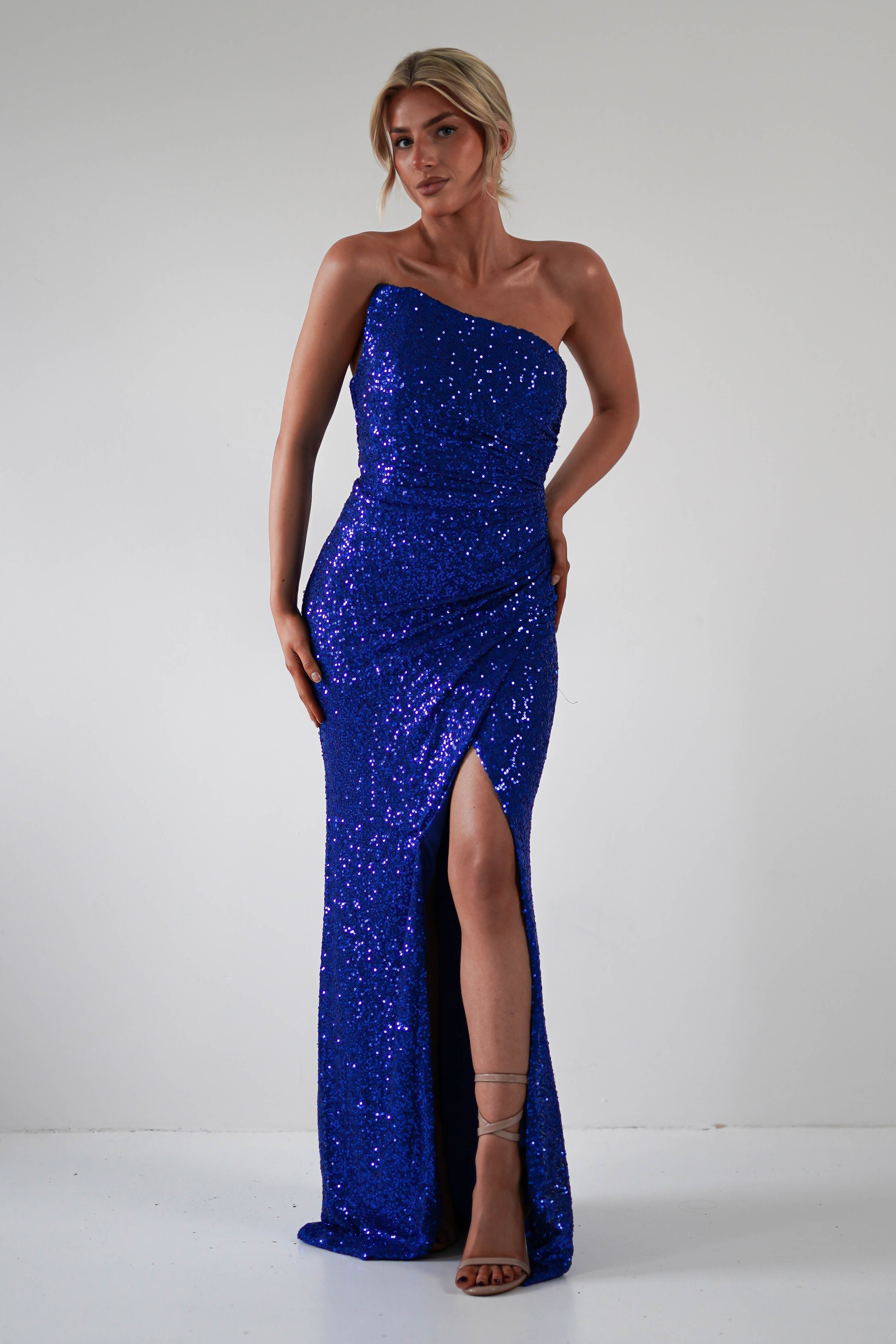 Mabel Strapless Sequin Gown | Royal Blue - Oh Hello Clothing