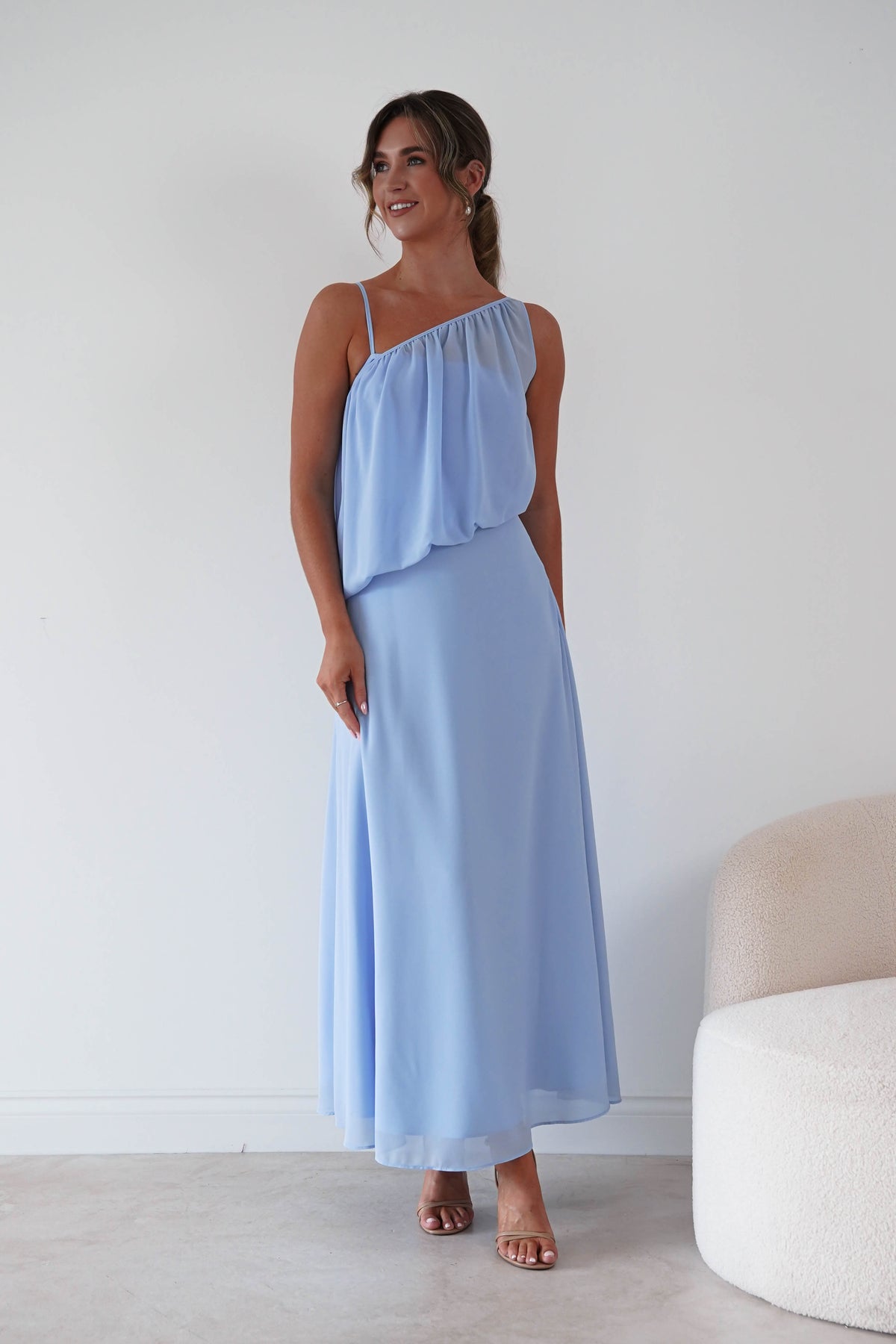 Oh Hello Clothing Women > Clothing > Dresses 1*DONE*-INDIKAH-HRTO147F-Blue Asymmetric Draped Maxi Dress