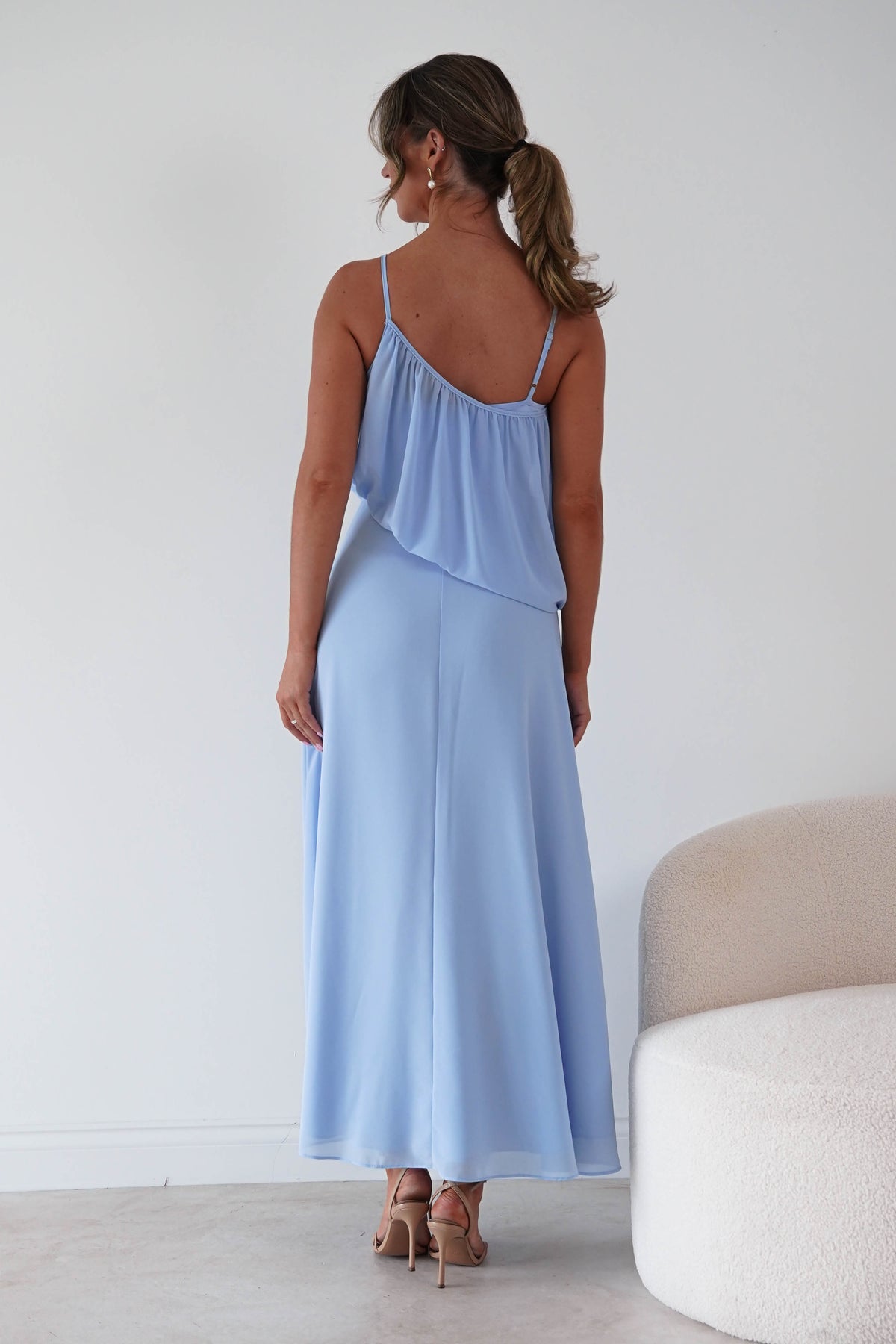 Oh Hello Clothing Women > Clothing > Dresses 1*DONE*-INDIKAH-HRTO147F-Blue Asymmetric Draped Maxi Dress