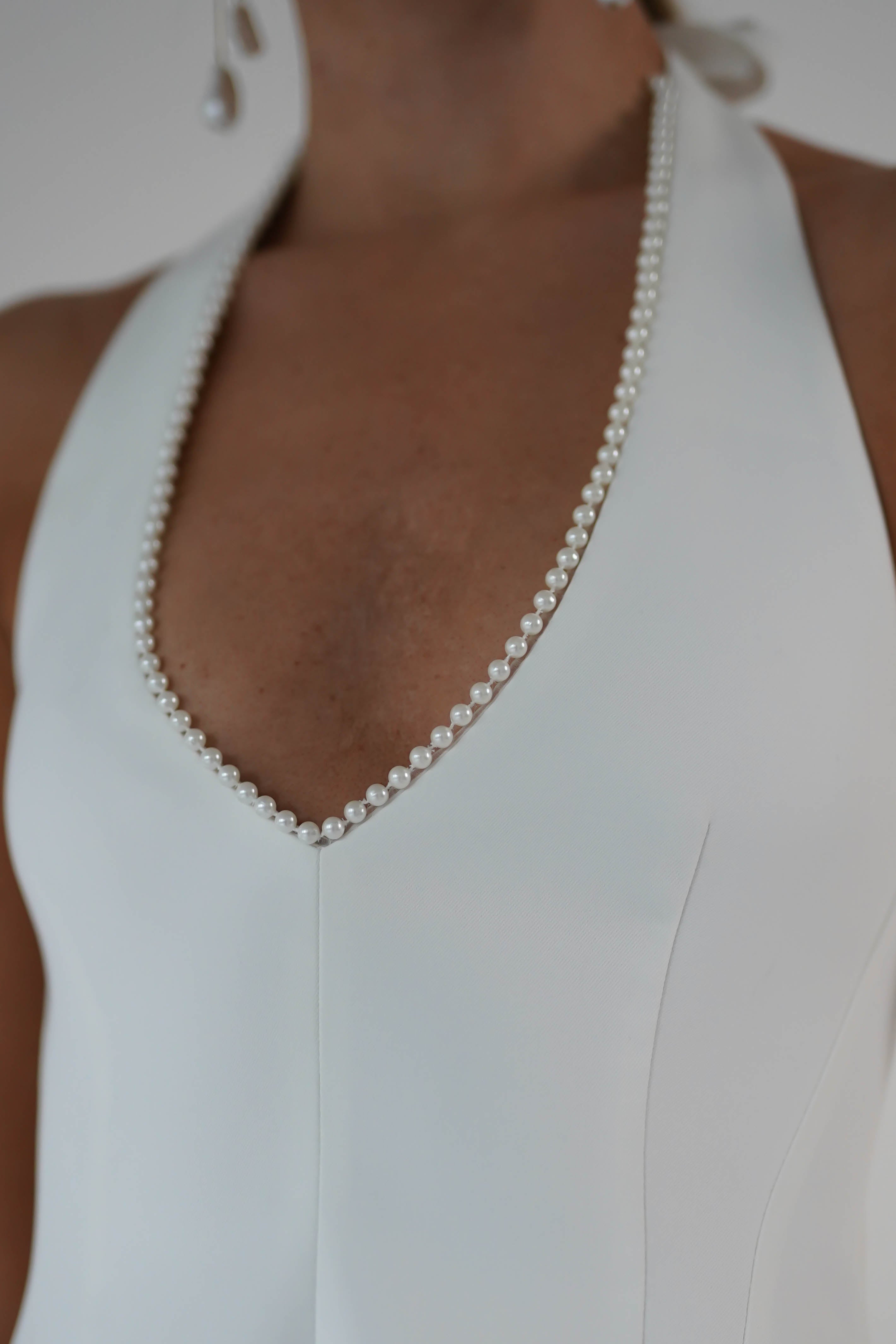 Peyton Pearl Detail Mini Dress | White | Oh Hello Clothing | XS (6)