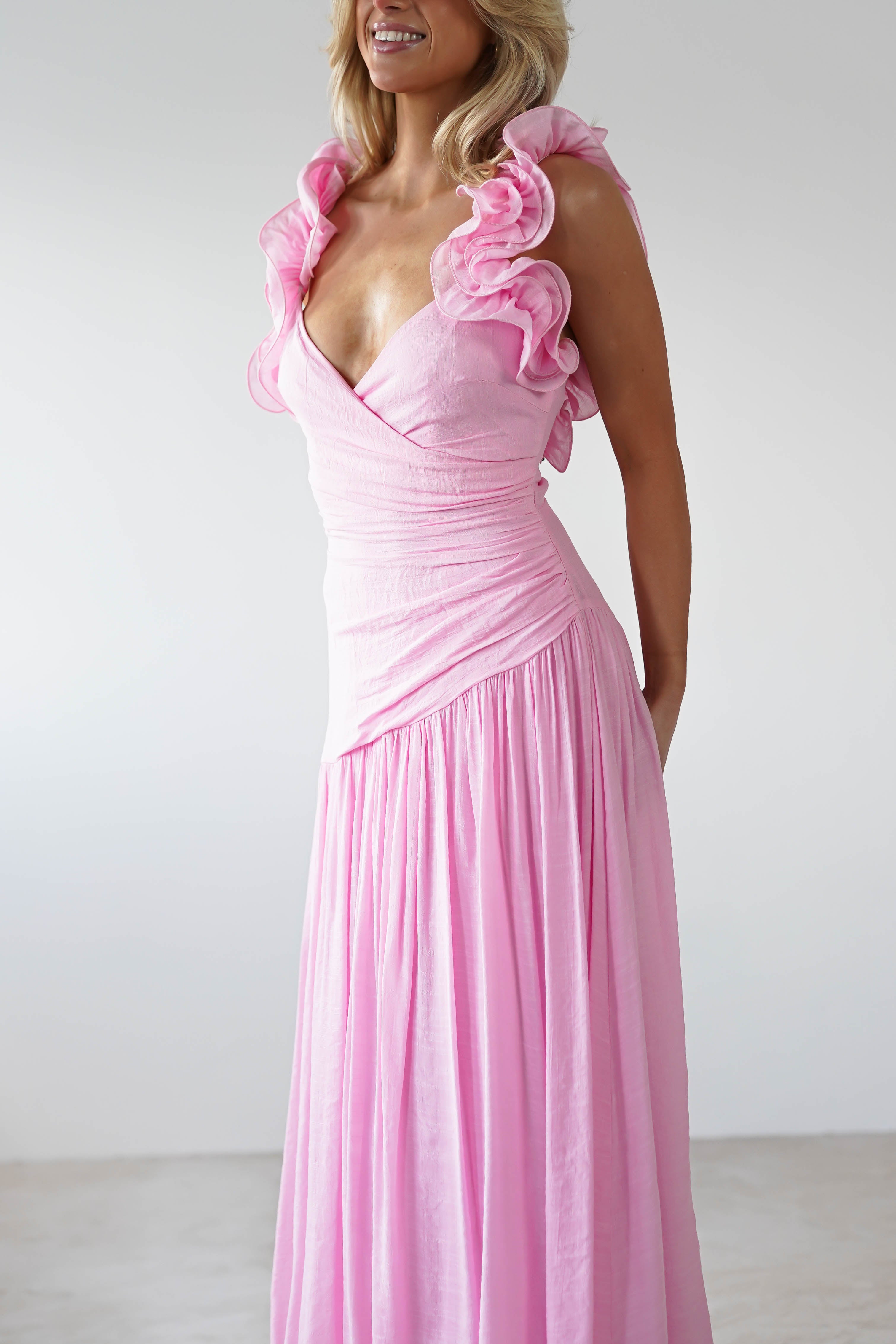 Lara Ruffle Detail Midaxi | Pink | Oh Hello Clothing | XS (6)